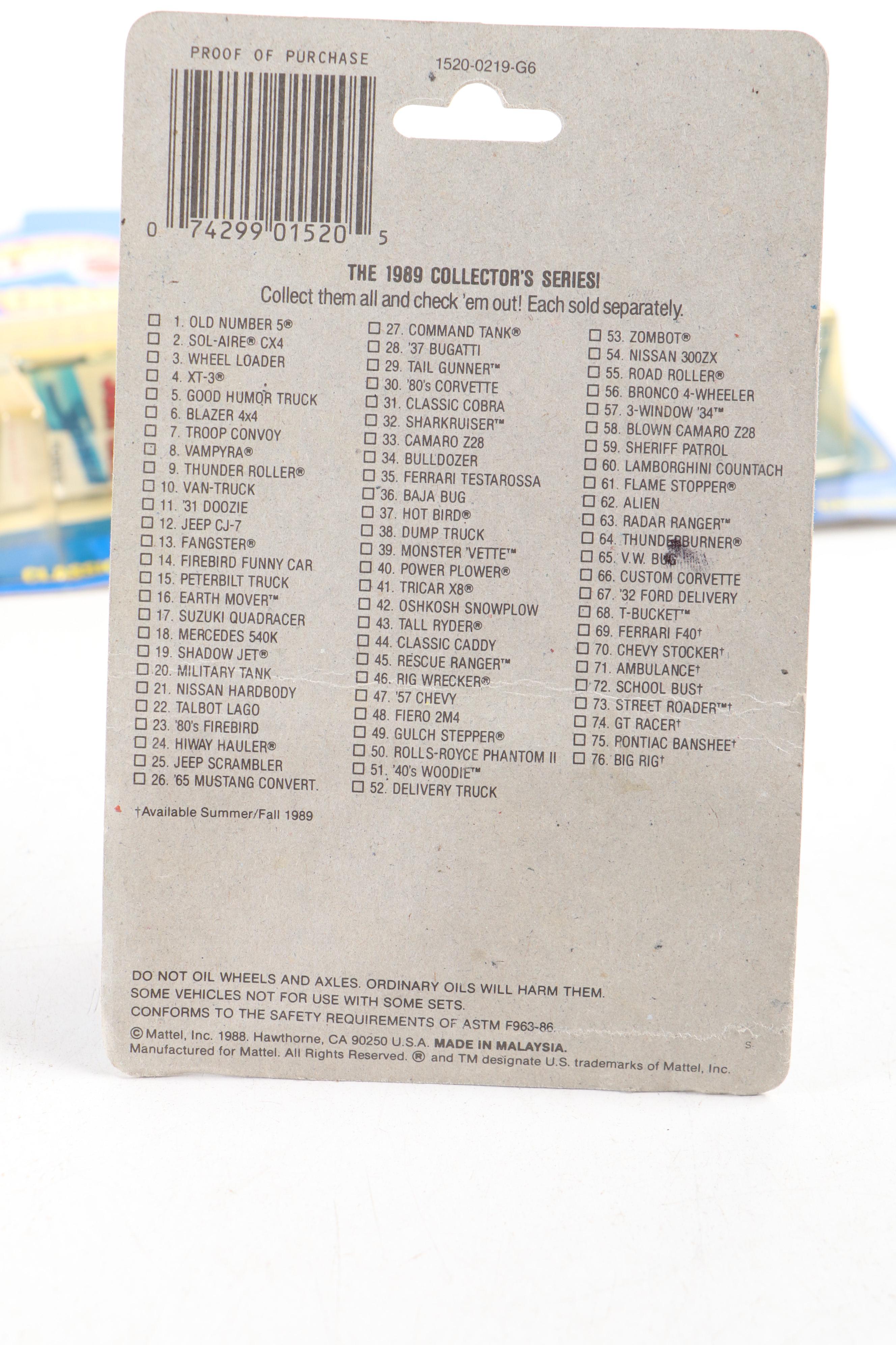 Hot Wheels "Thunderbird Stocker," "Phantomachine" and More Toy Cars, 1980s–1990s