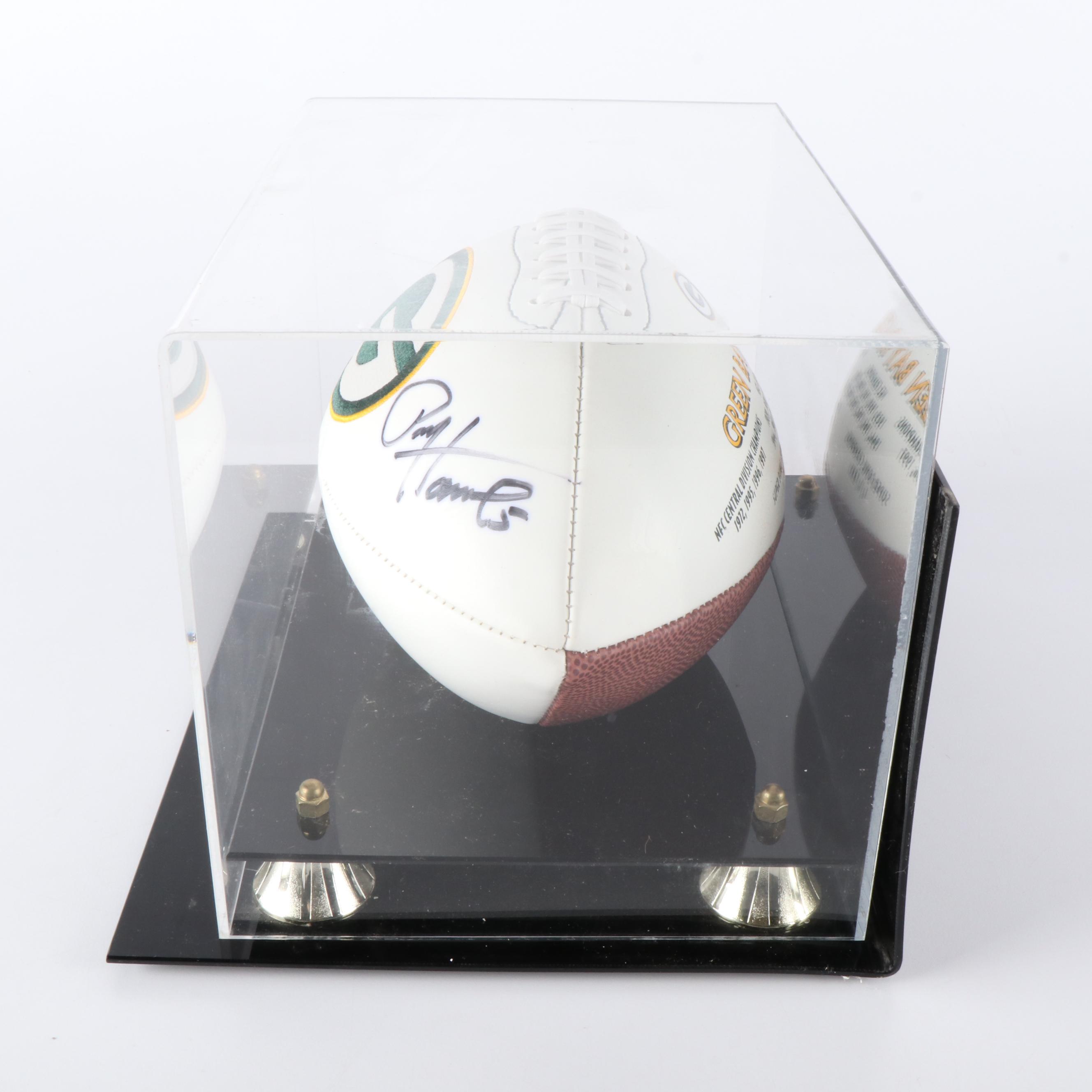 Paul Hornung Signed Green Bay Packers Football with Display