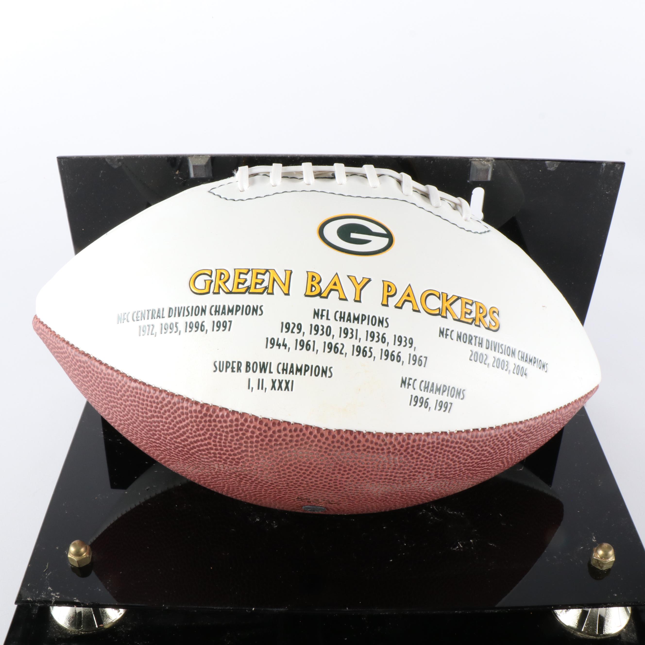 Paul Hornung Signed Green Bay Packers Football with Display