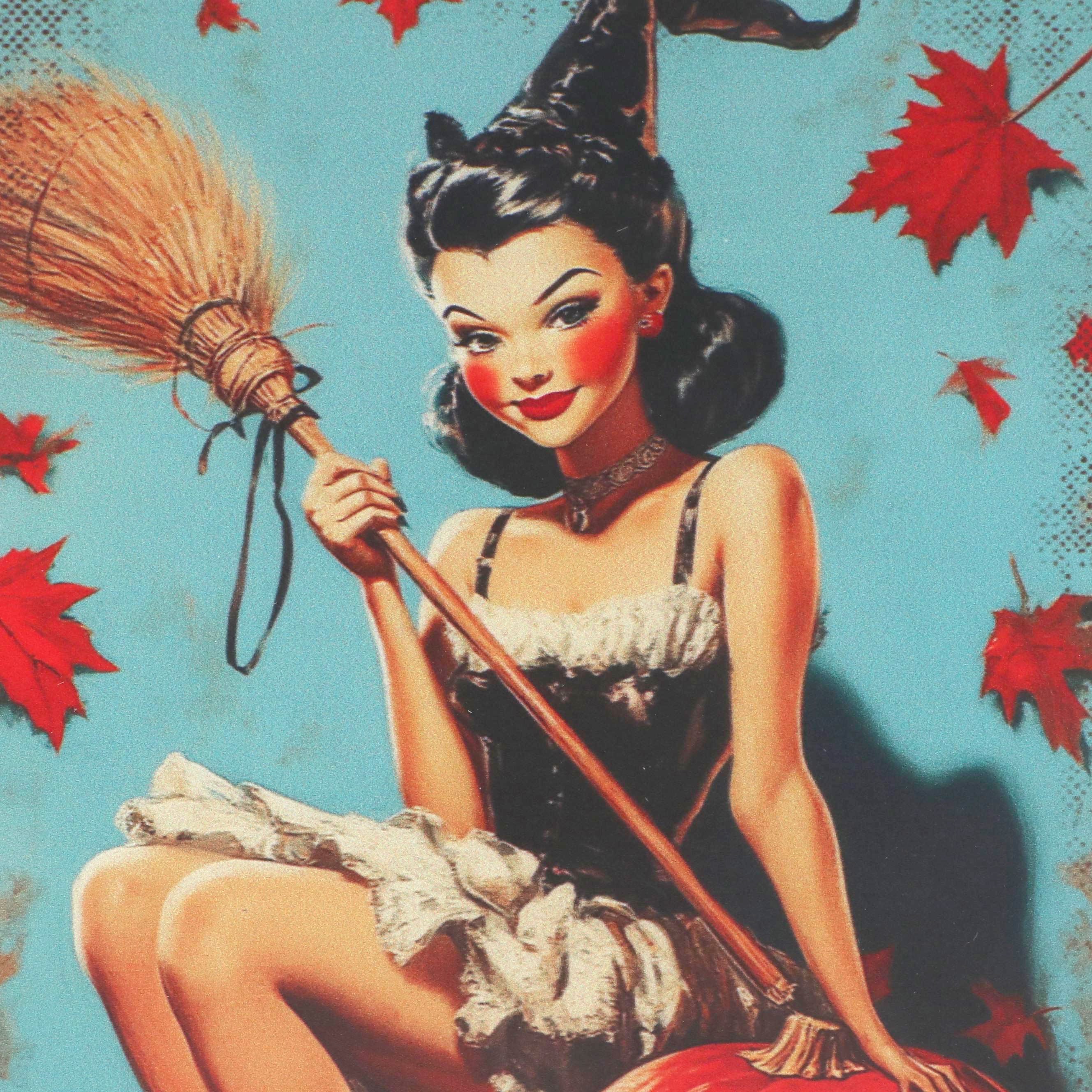 Halloween Cute Witch and Jack-o'-Lantern Transfer-Print Panel