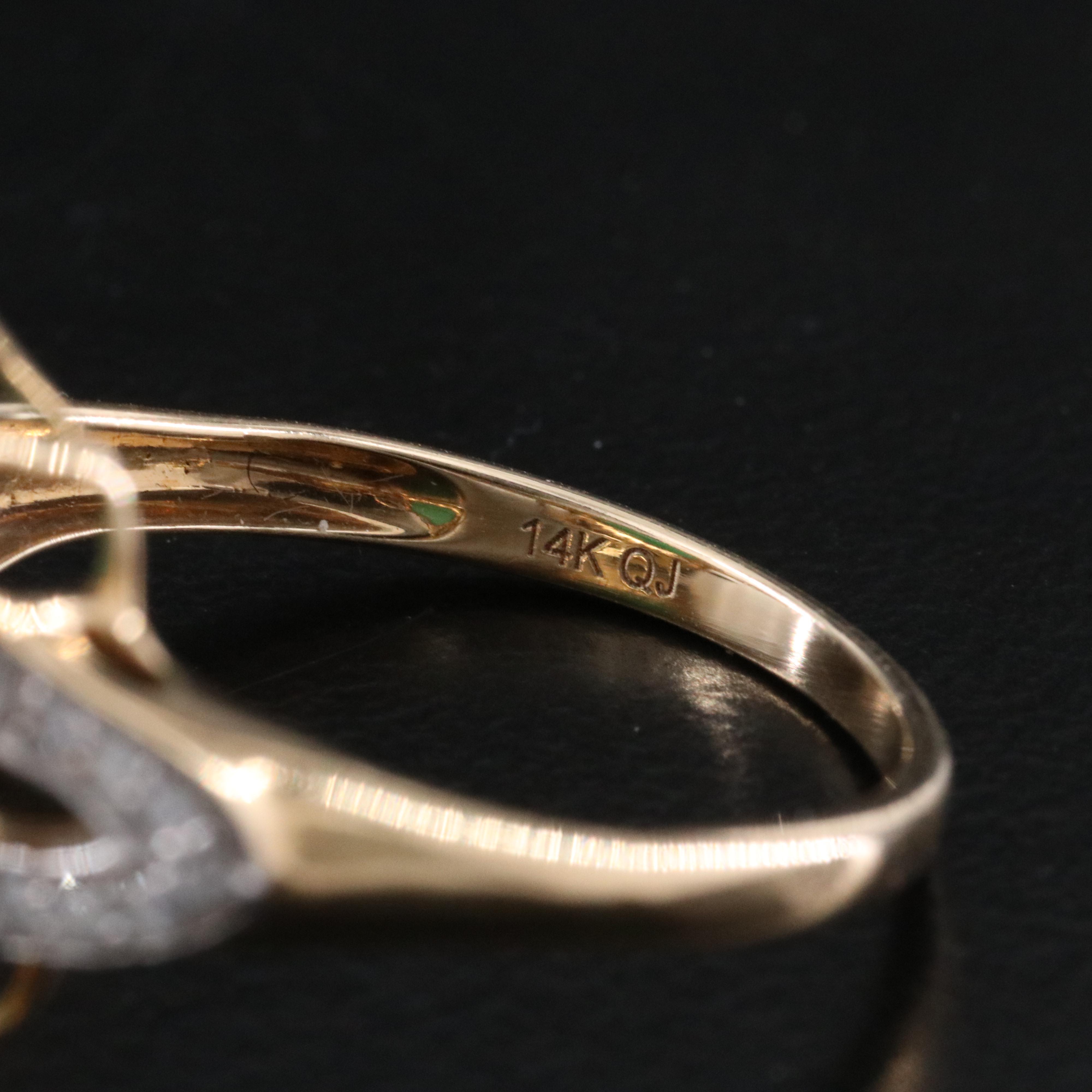 14K 2.90 CT Emerald and Diamond Halo Ring