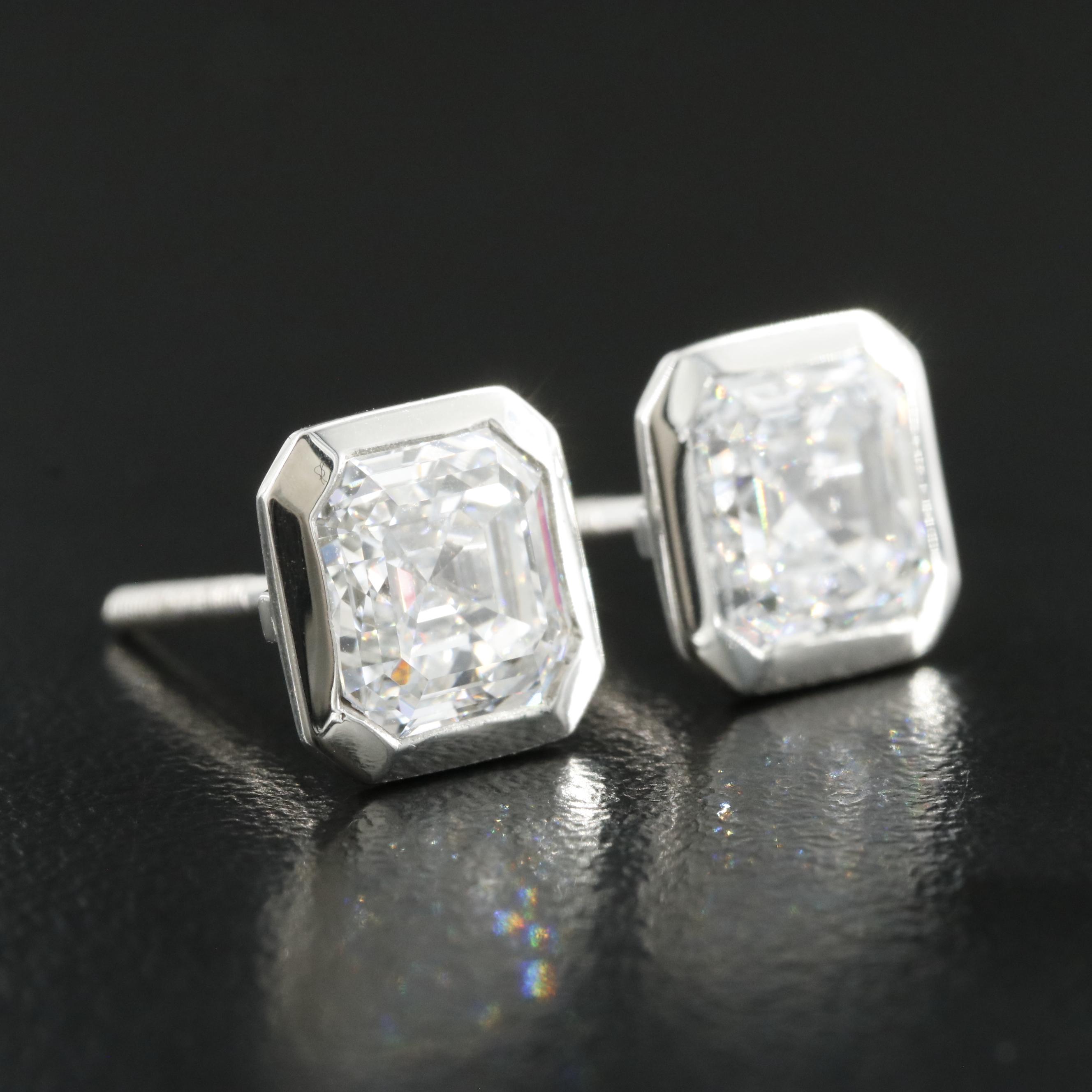 Platinum 4.30 CTW Lab Grown Diamond Stud Earrings with IGI Reports