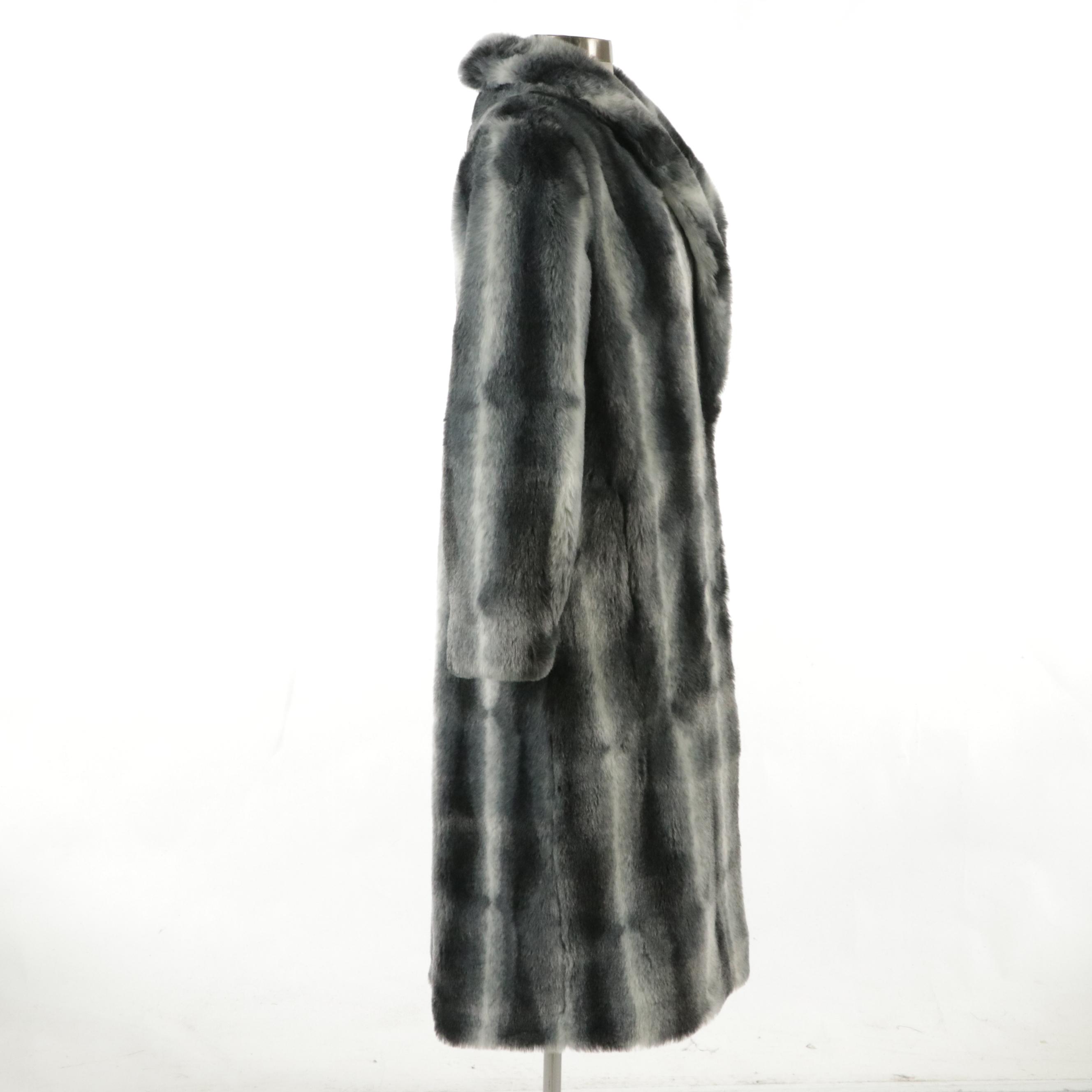 Donna Salyers Fabulous Furs Faux Chinchilla Fur Long Coat