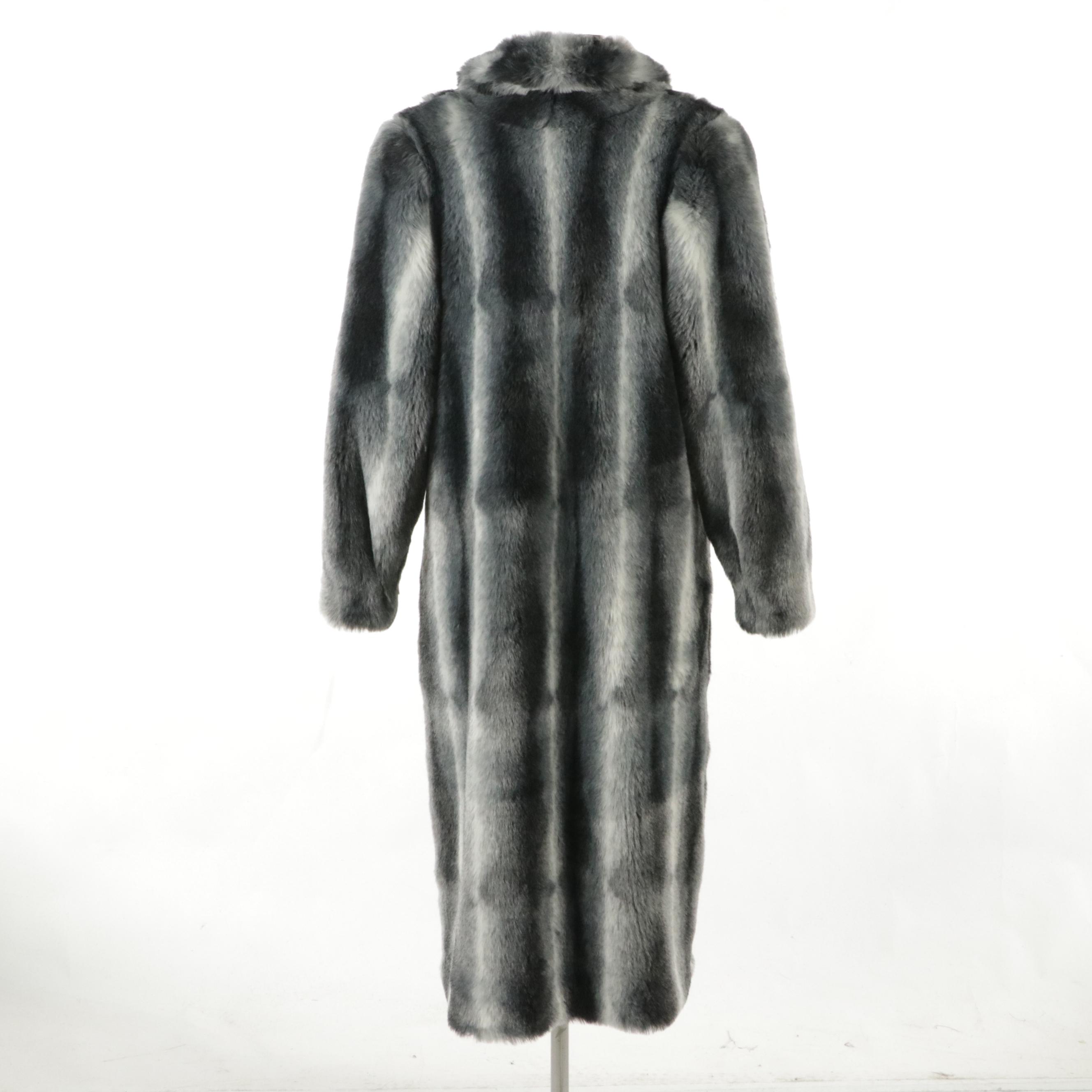 Donna Salyers Fabulous Furs Faux Chinchilla Fur Long Coat