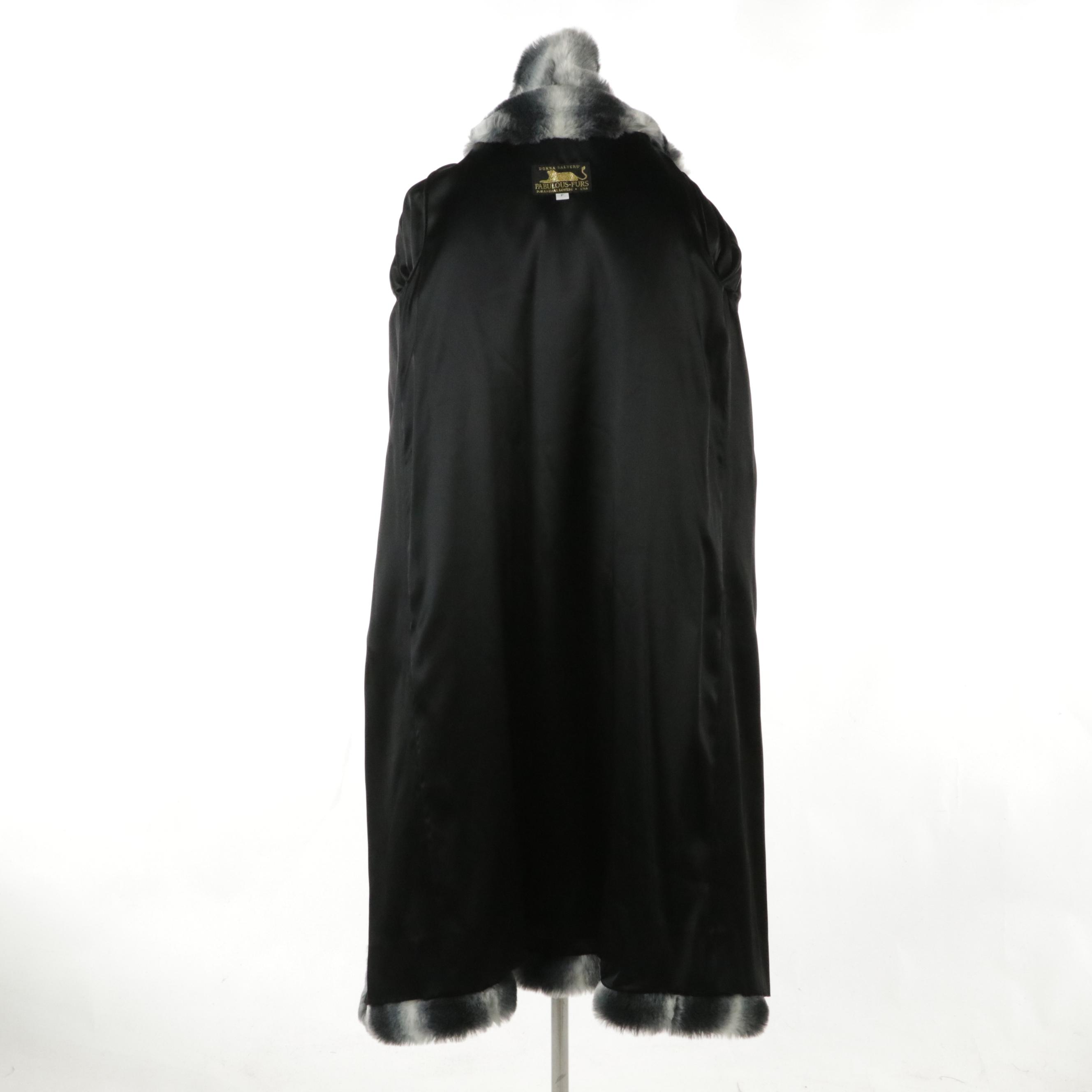 Donna Salyers Fabulous Furs Faux Chinchilla Fur Long Coat