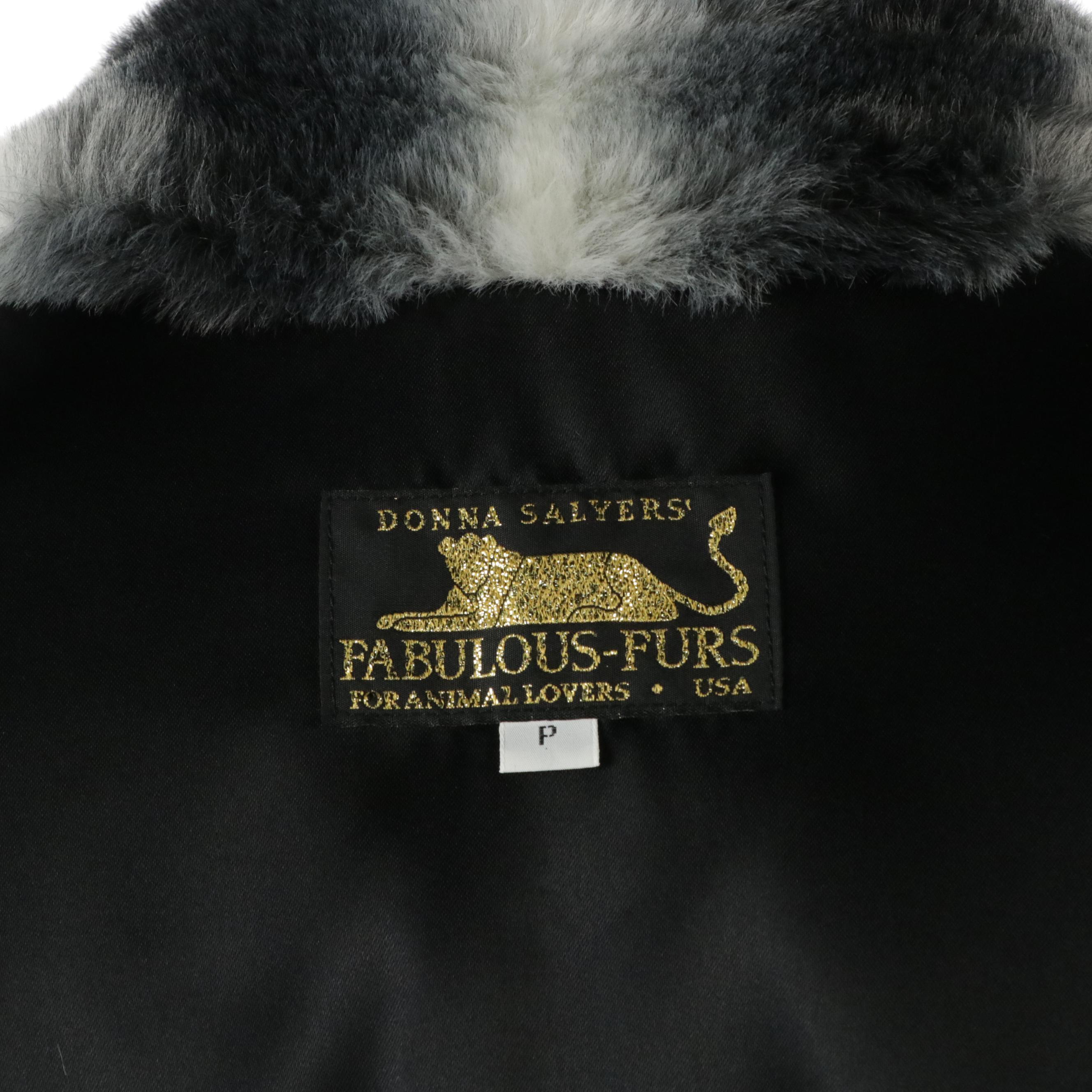 Donna Salyers Fabulous Furs Faux Chinchilla Fur Long Coat