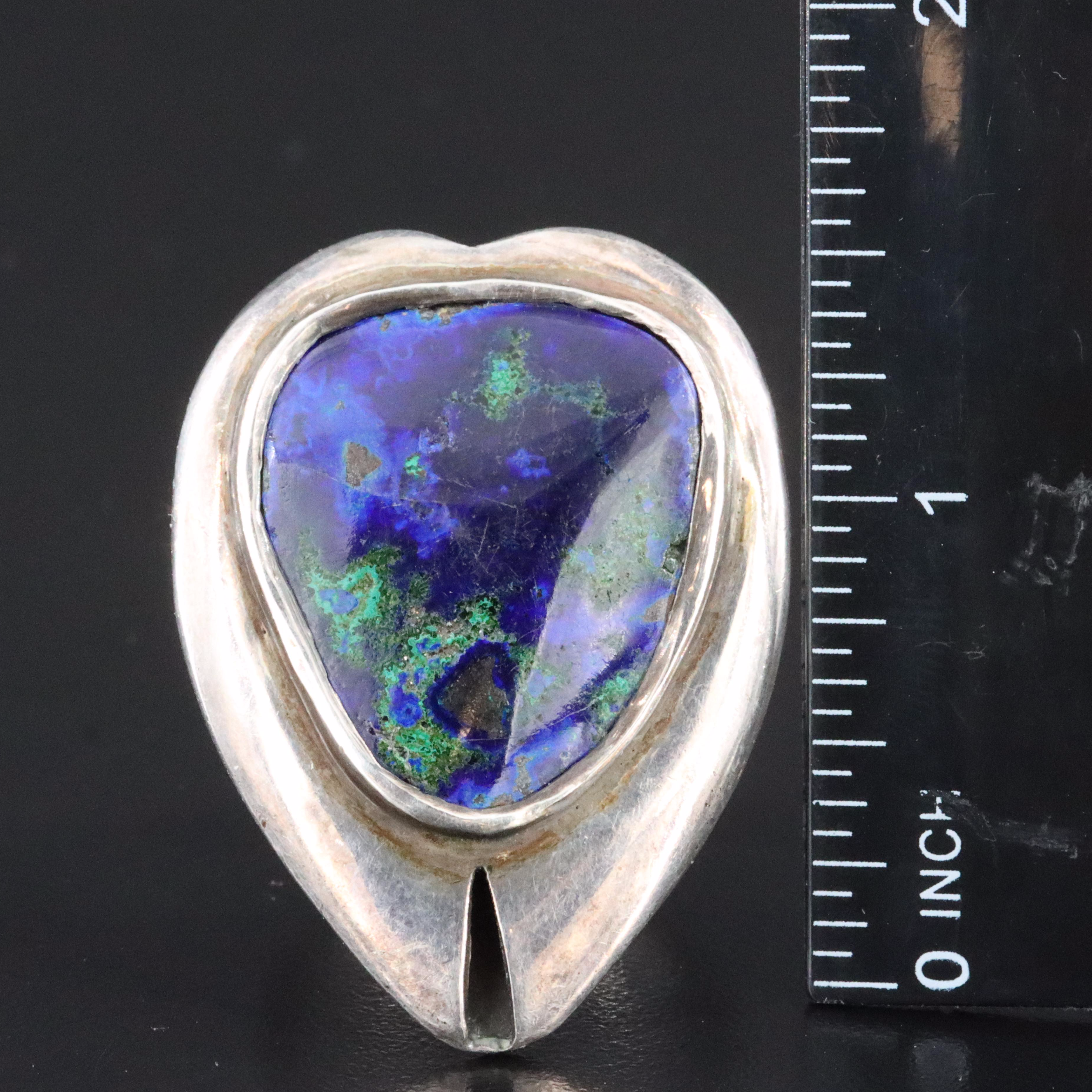 Modernist Style Sterling Azurmalachite Ring