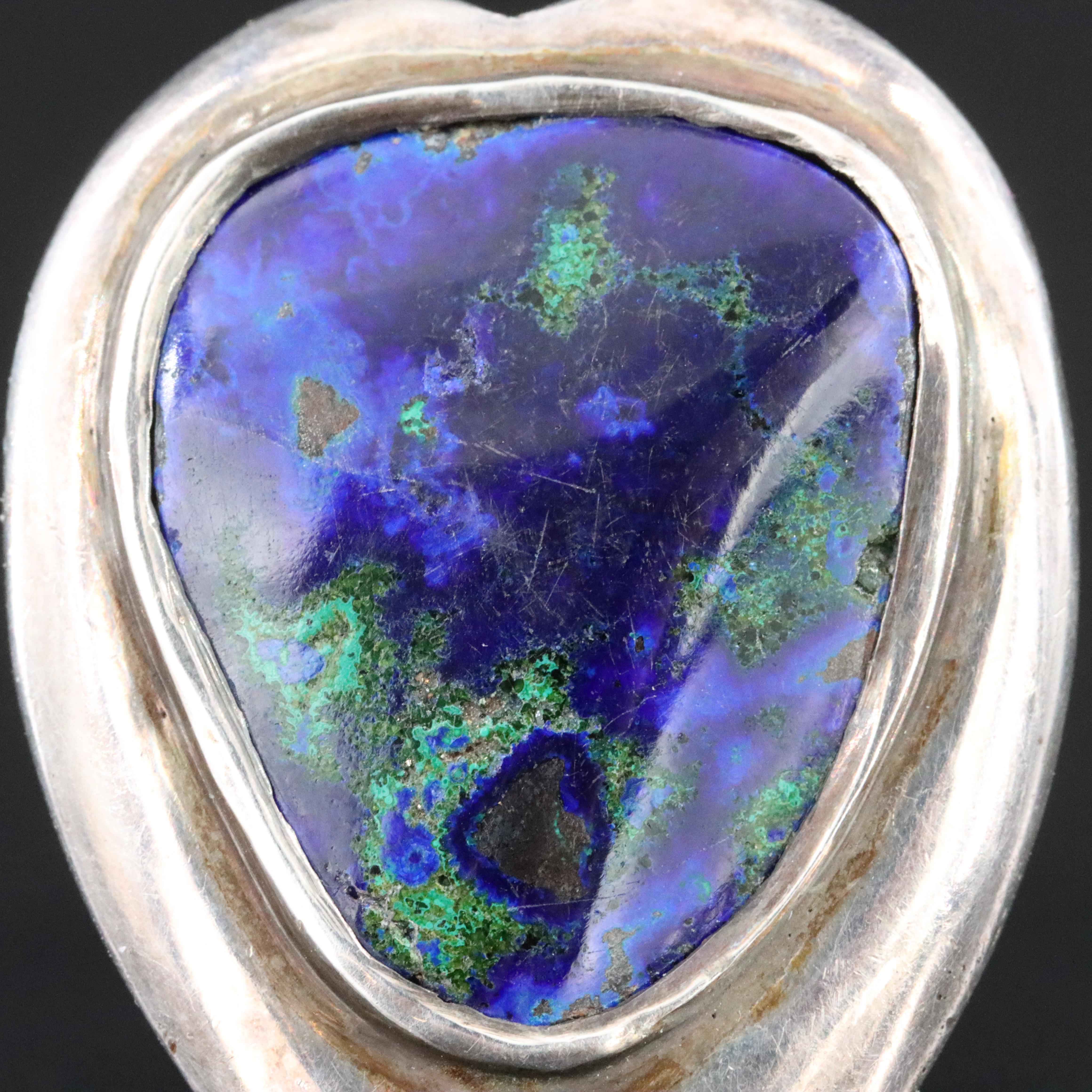 Modernist Style Sterling Azurmalachite Ring