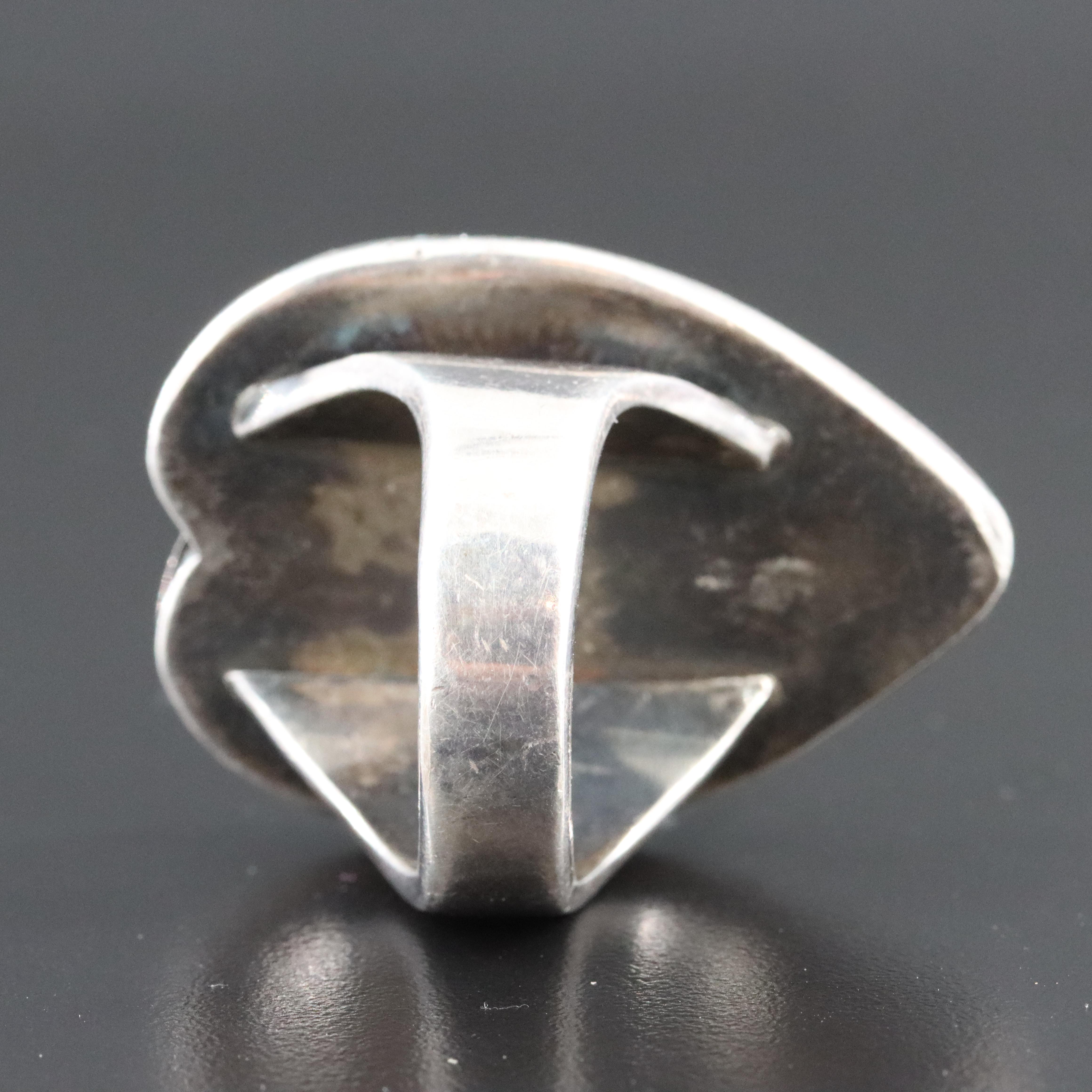 Modernist Style Sterling Azurmalachite Ring