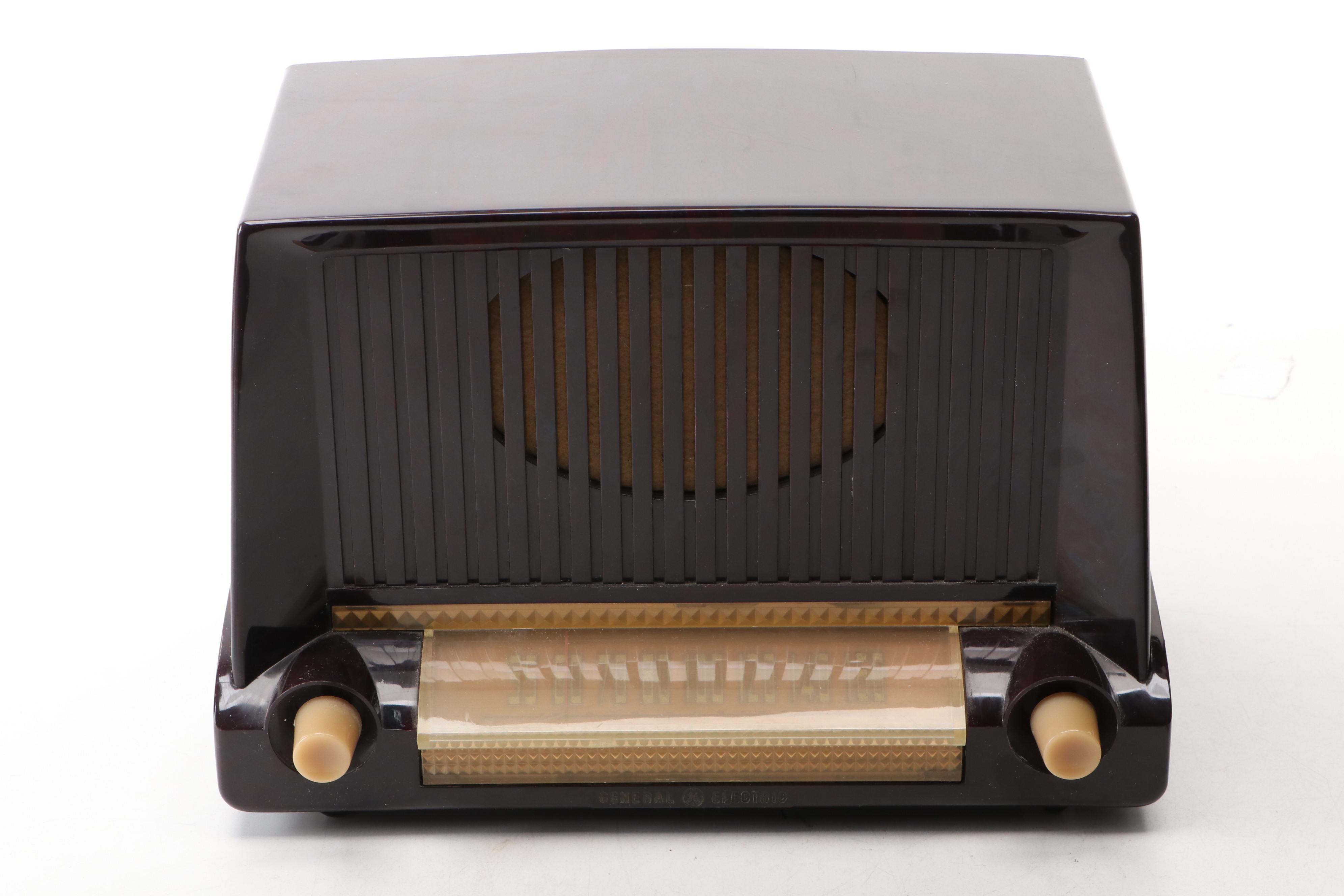 General Electric and Wards Airline Bakelite Tube Radios, Mid-20th Century