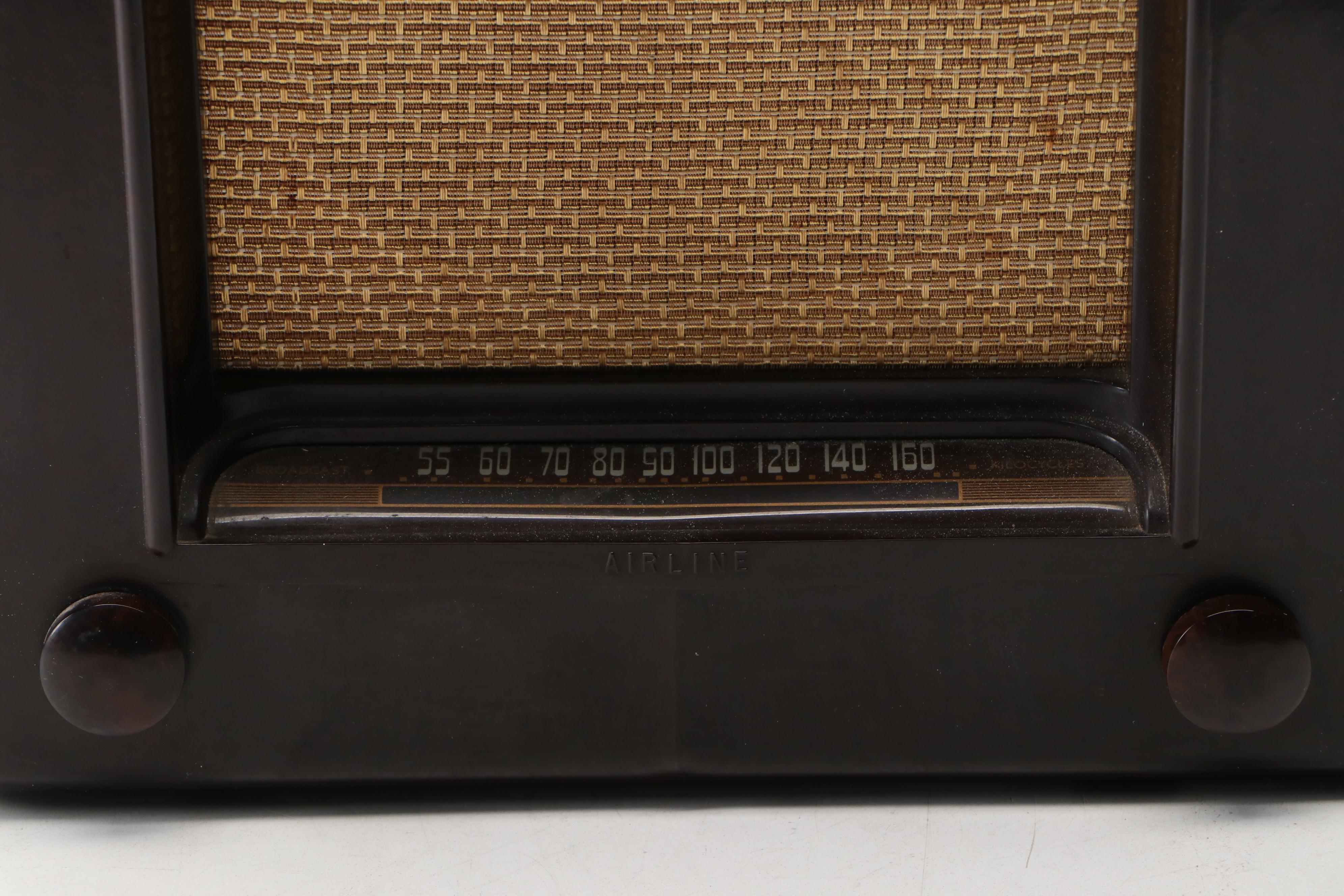 General Electric and Wards Airline Bakelite Tube Radios, Mid-20th Century