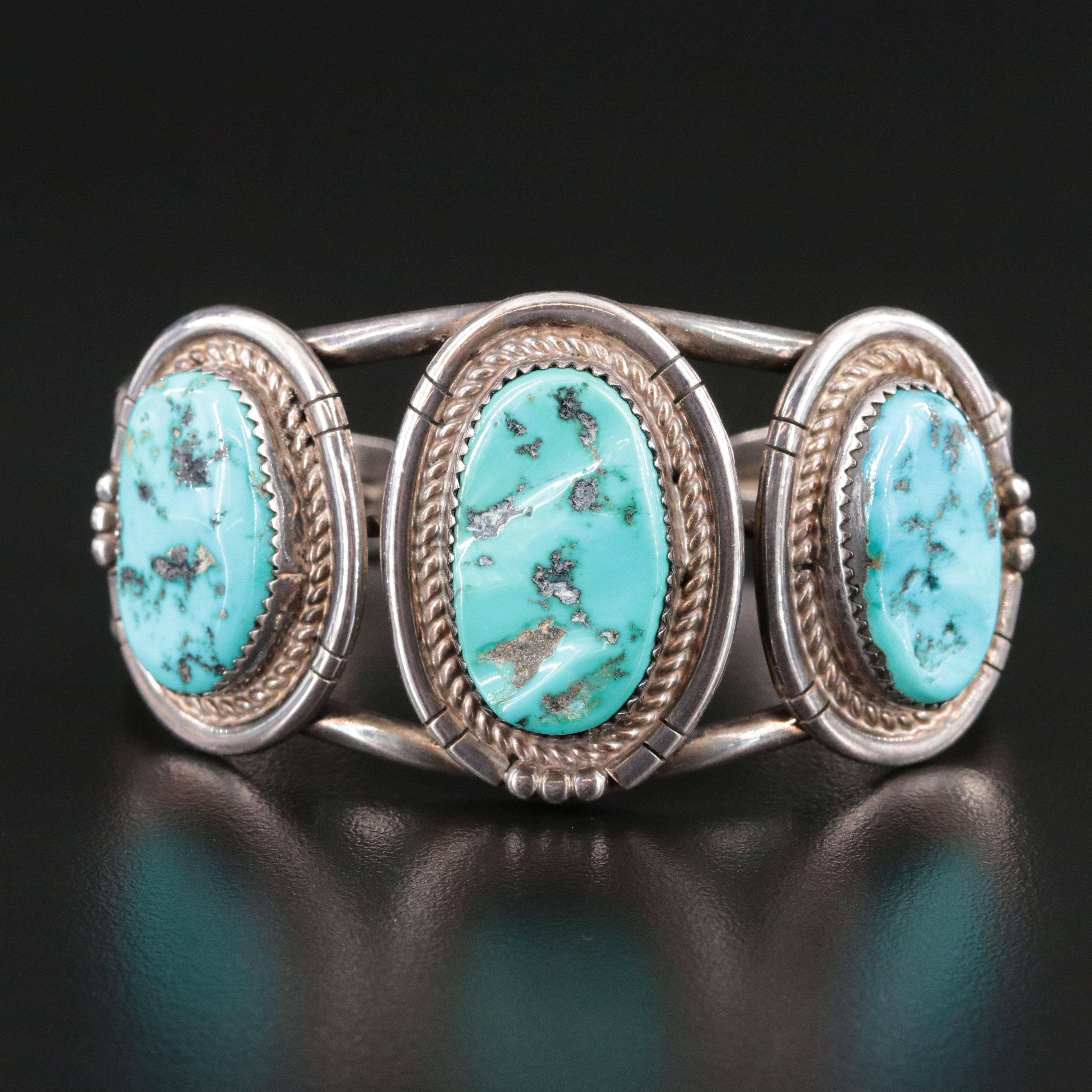 Southwestern Sterling Turquoise Cuff Bracelet