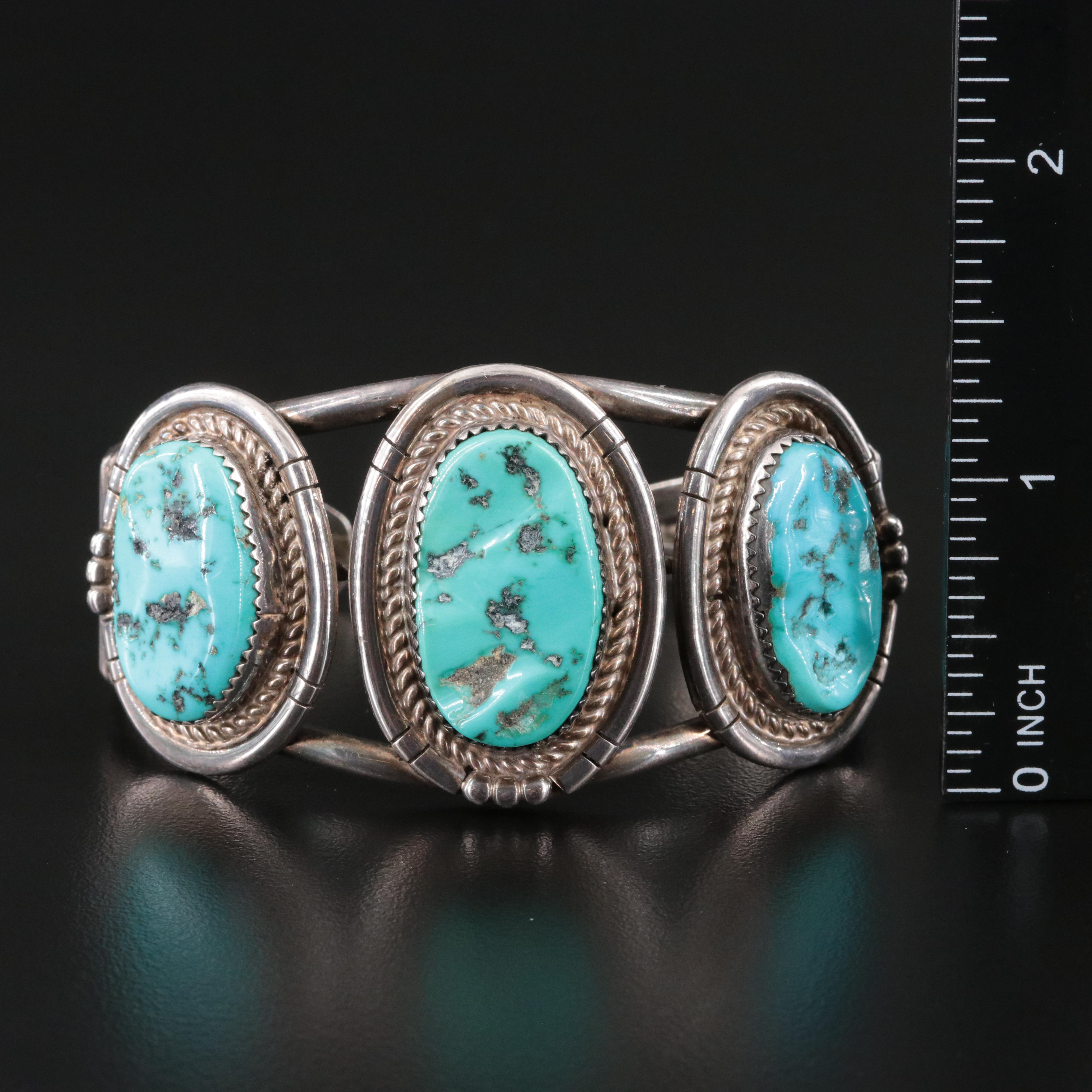 Southwestern Sterling Turquoise Cuff Bracelet