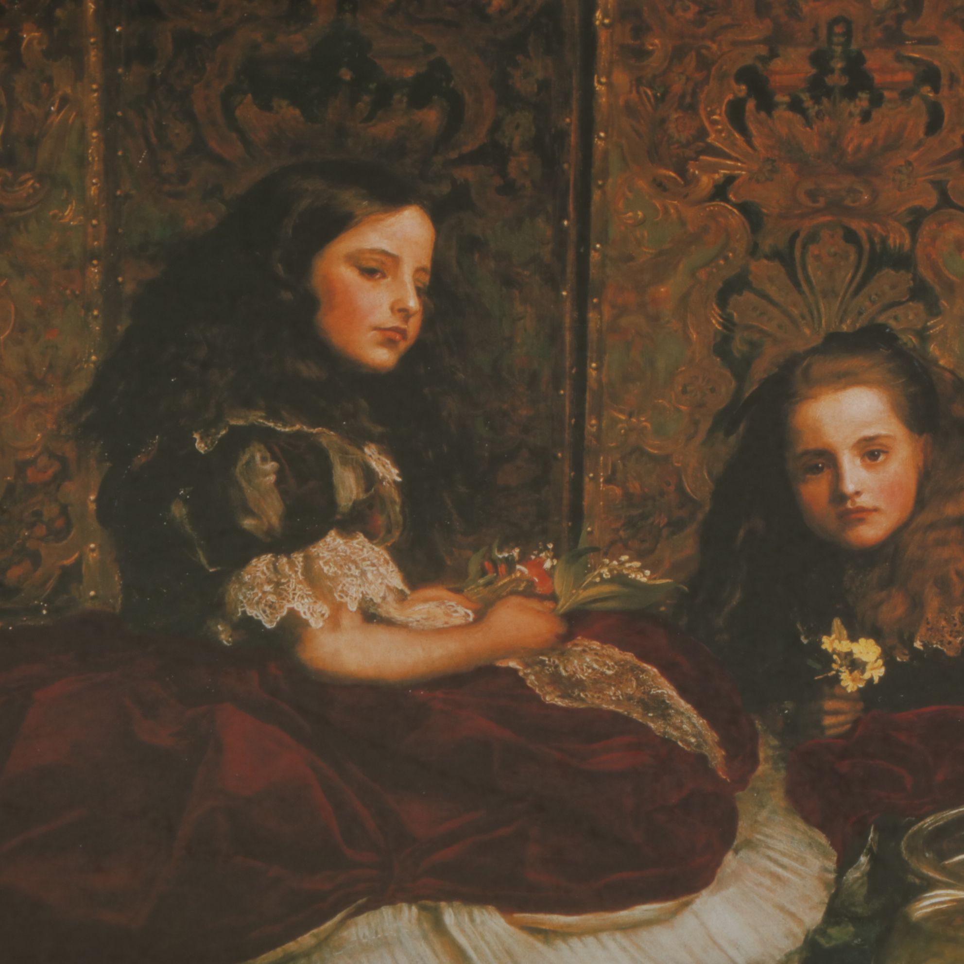Offset Lithograph After John Everett Millais "Leisure Hours", Late 20th Century