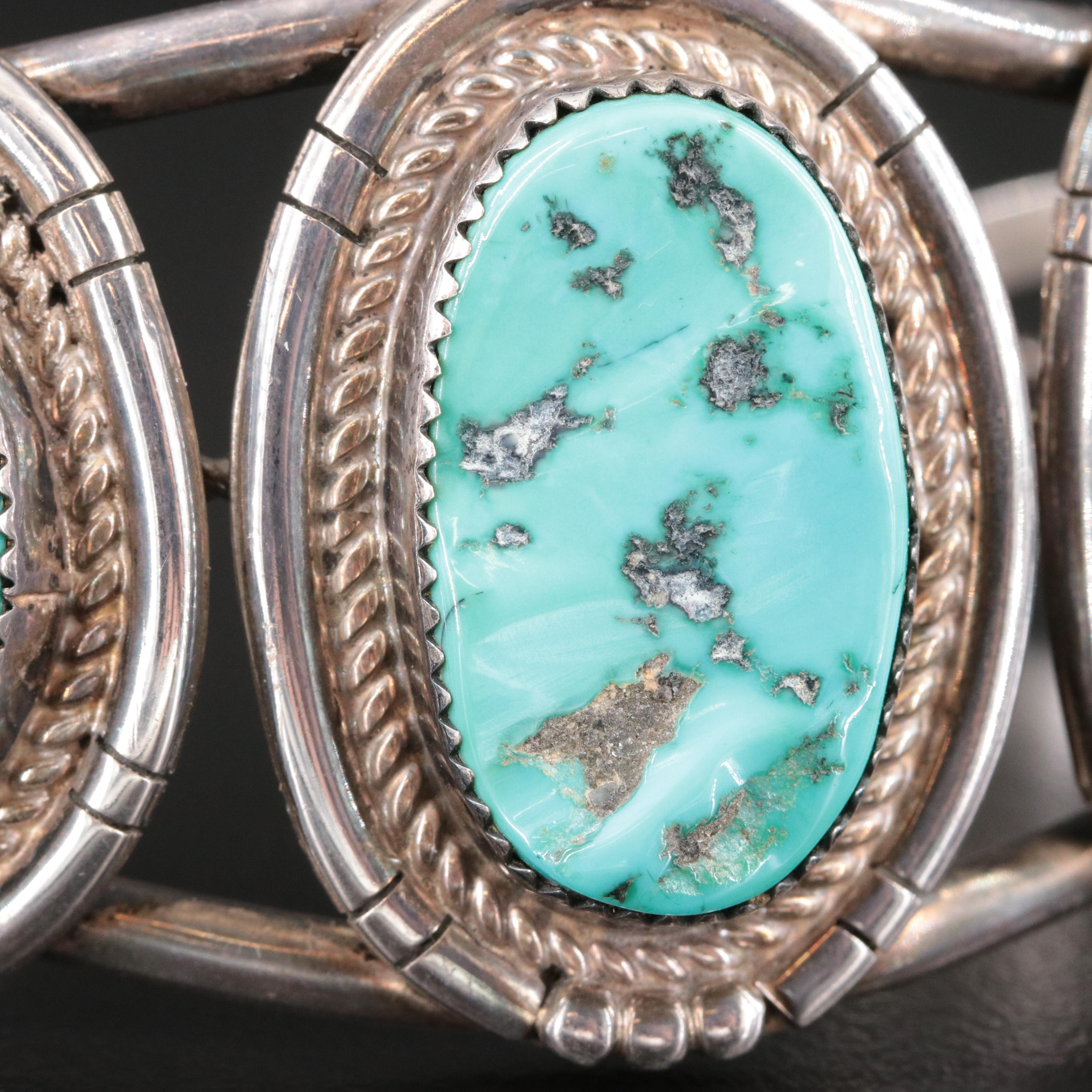 Southwestern Sterling Turquoise Cuff Bracelet