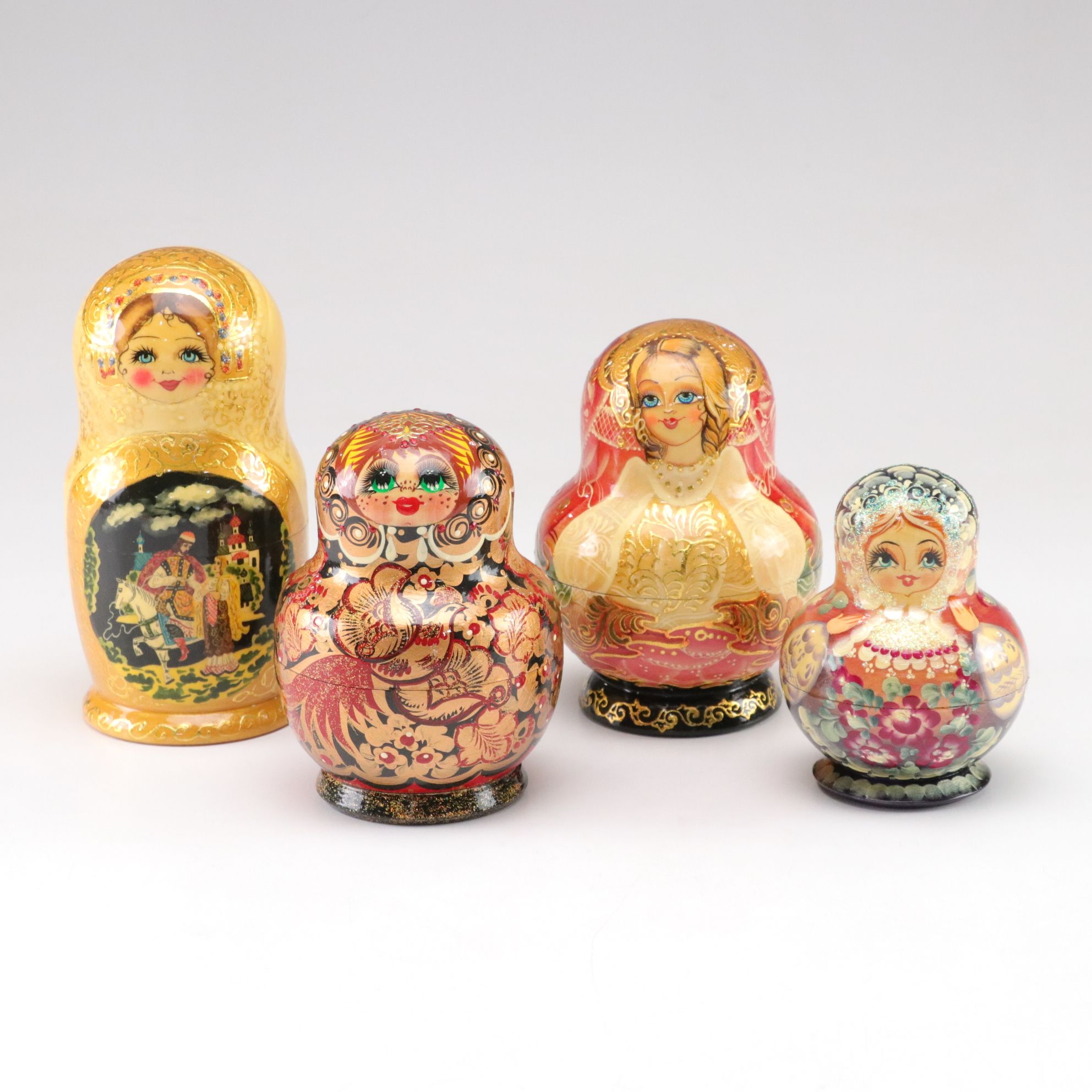 Russian Hand-Painted Wooden Matryoshka Nesting Dolls
