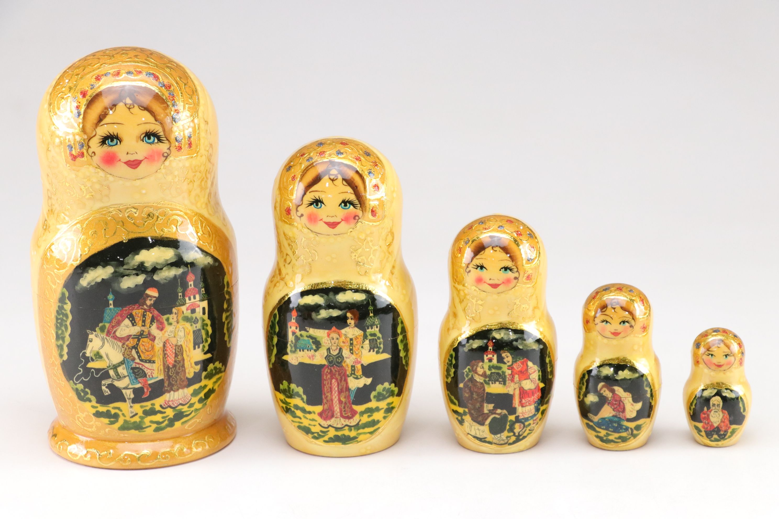 Russian Hand-Painted Wooden Matryoshka Nesting Dolls