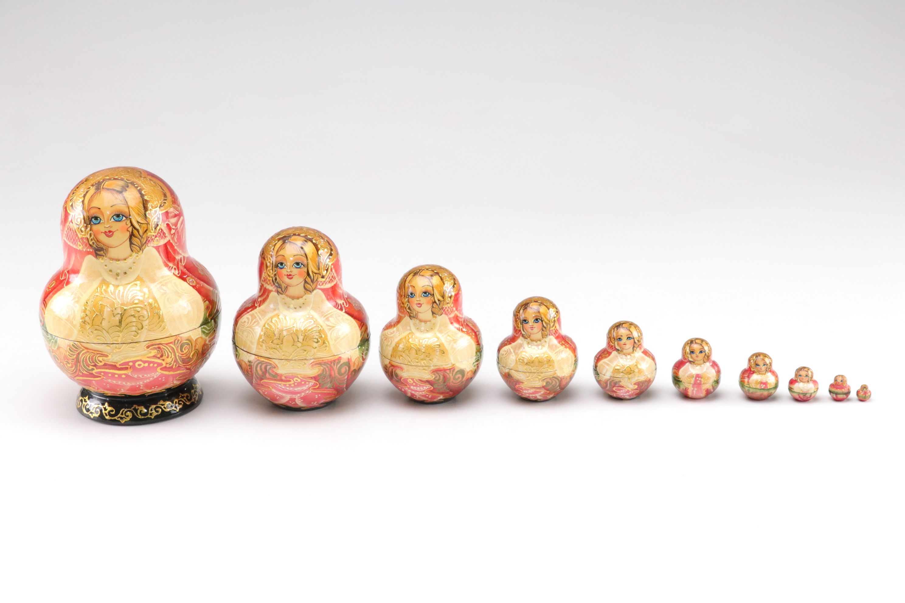 Russian Hand-Painted Wooden Matryoshka Nesting Dolls