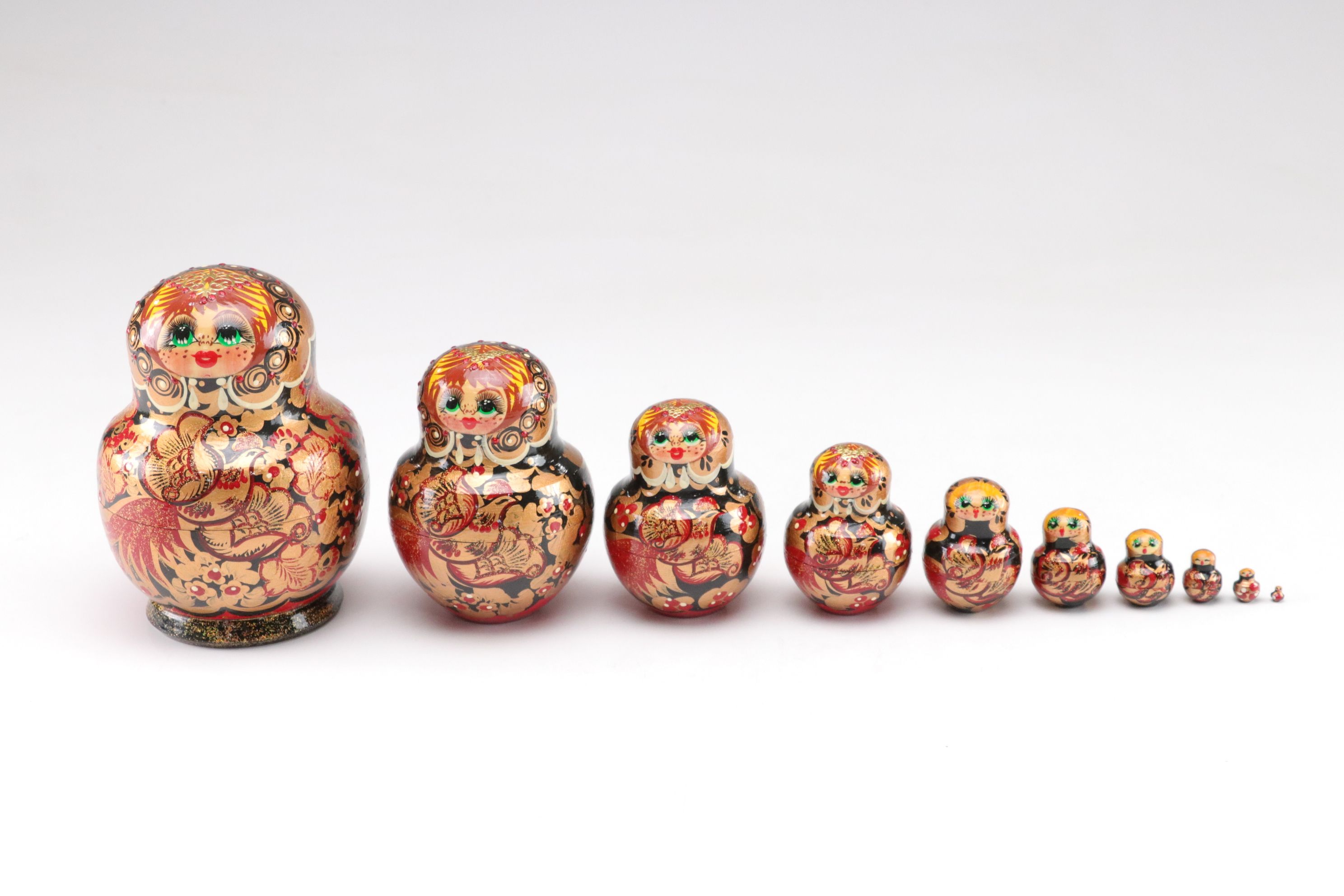 Russian Hand-Painted Wooden Matryoshka Nesting Dolls