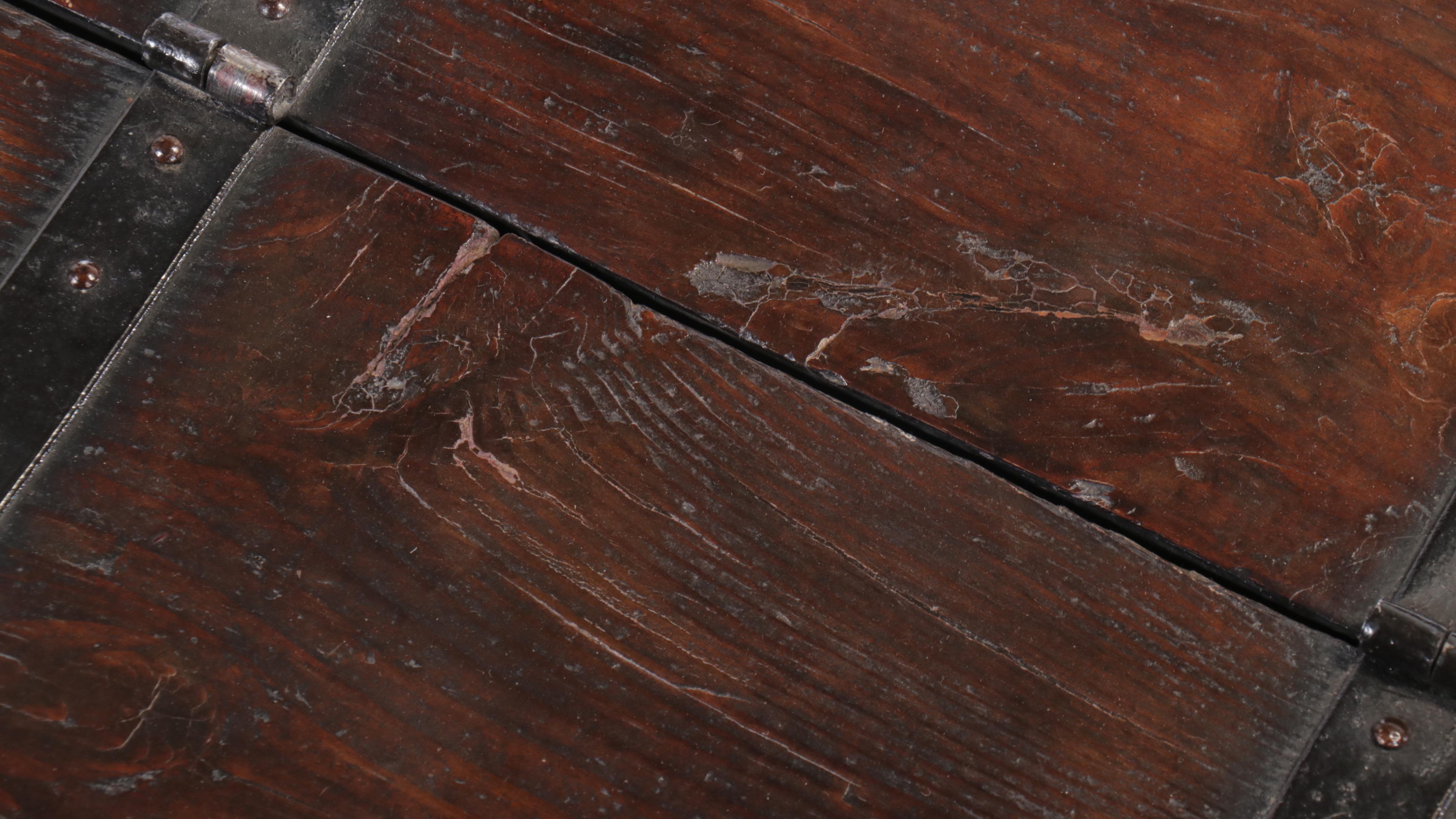 Korean Money Box with Wrought Iron Hinges & Mounts, Circa 1900