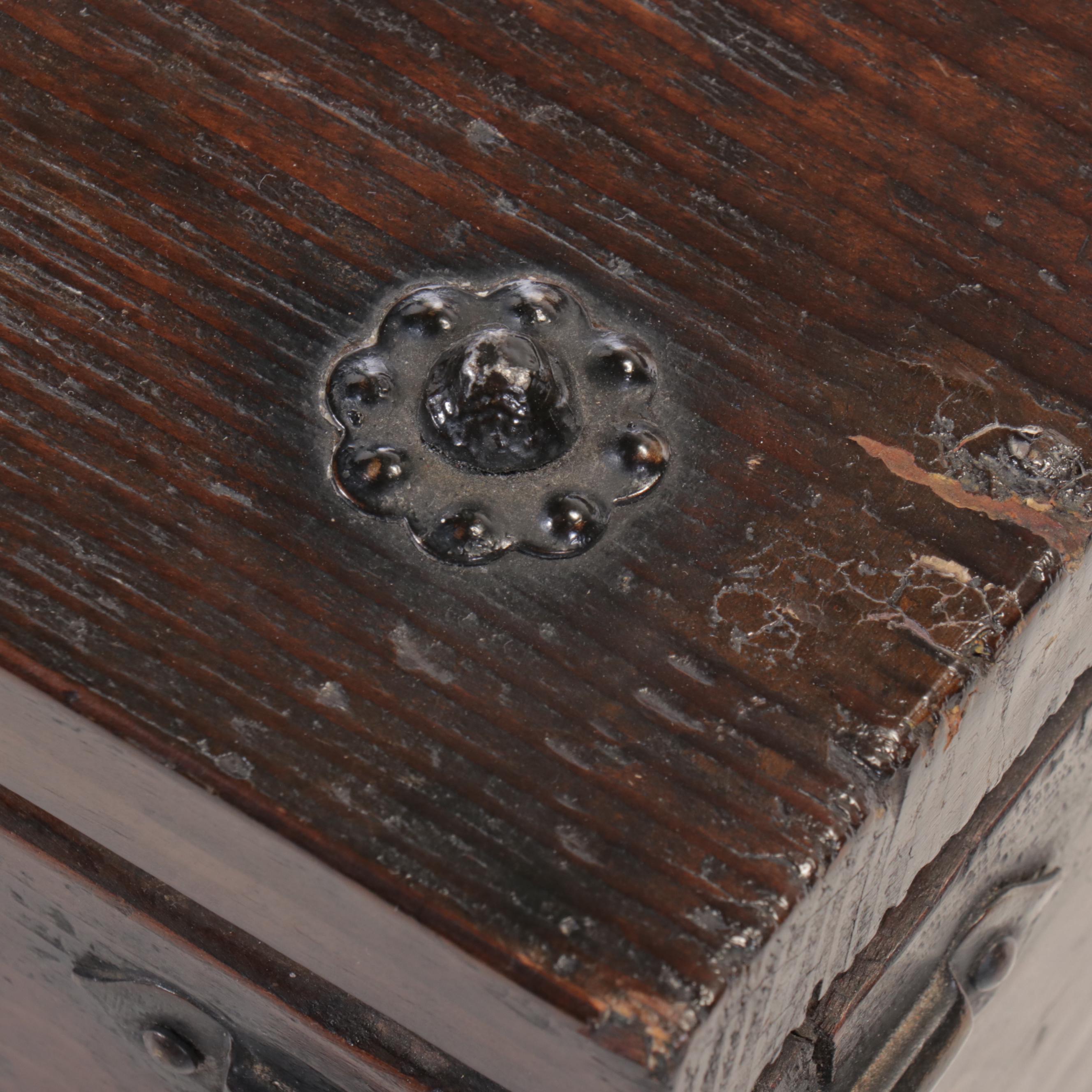 Korean Money Box with Wrought Iron Hinges & Mounts, Circa 1900