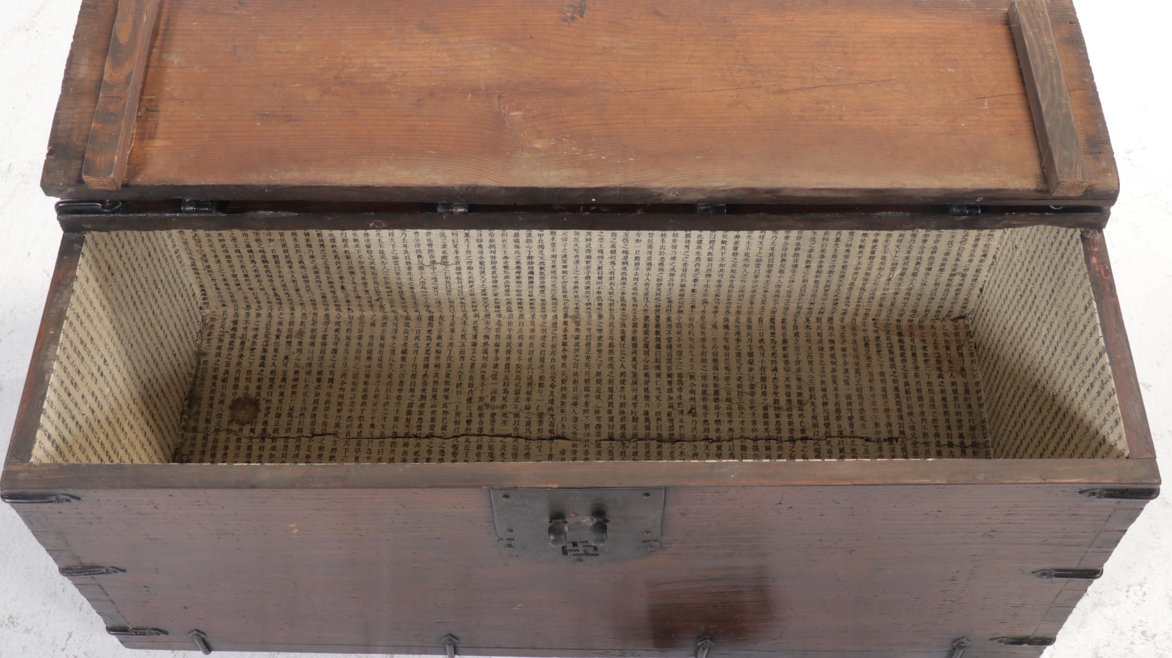 Korean Money Box with Wrought Iron Hinges & Mounts, Circa 1900