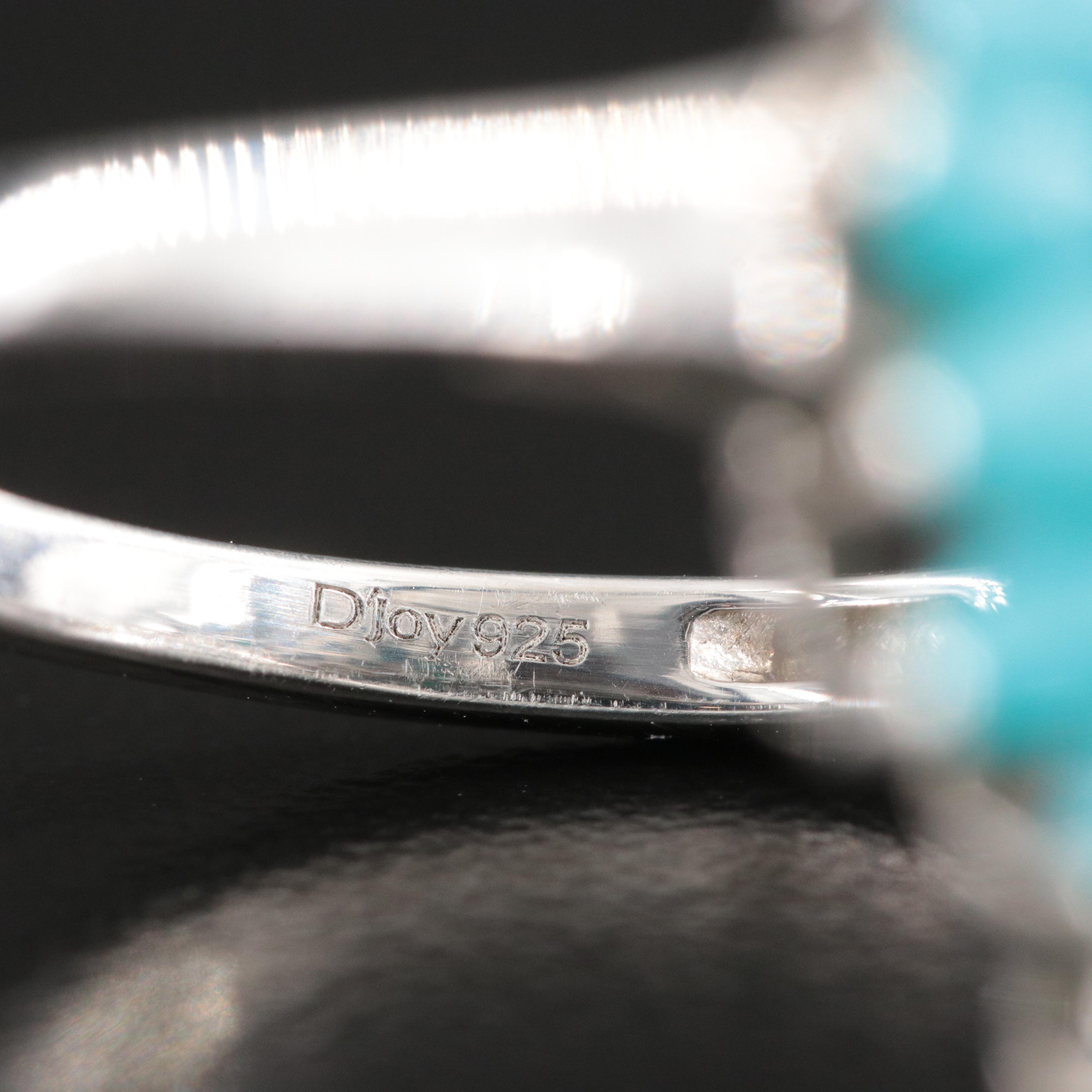 Sleeping Beauty Sterling Composite Turquoise Floral Spray Ring