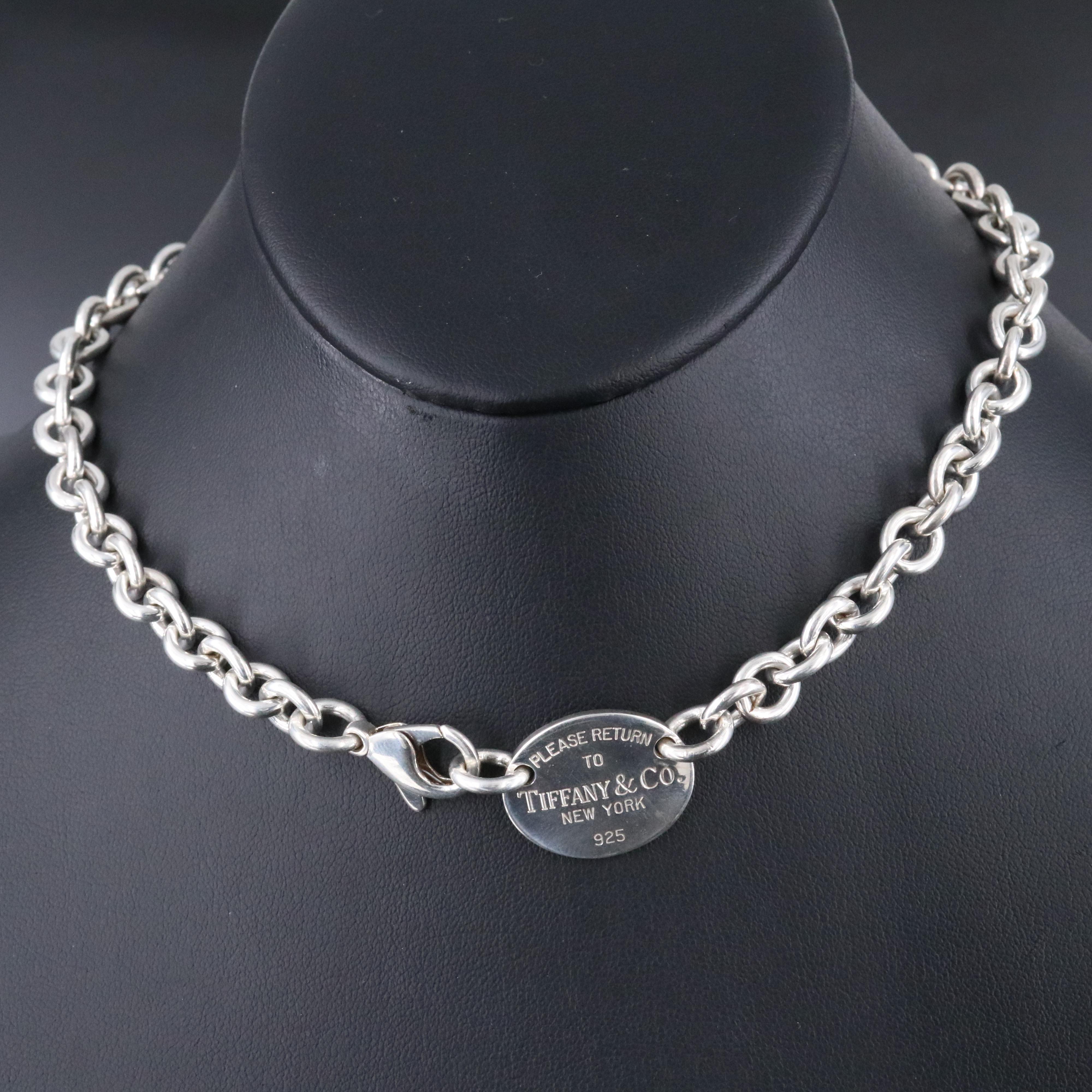 Tiffany & Co. Return to Tiffany Sterling Oval Tag Necklace