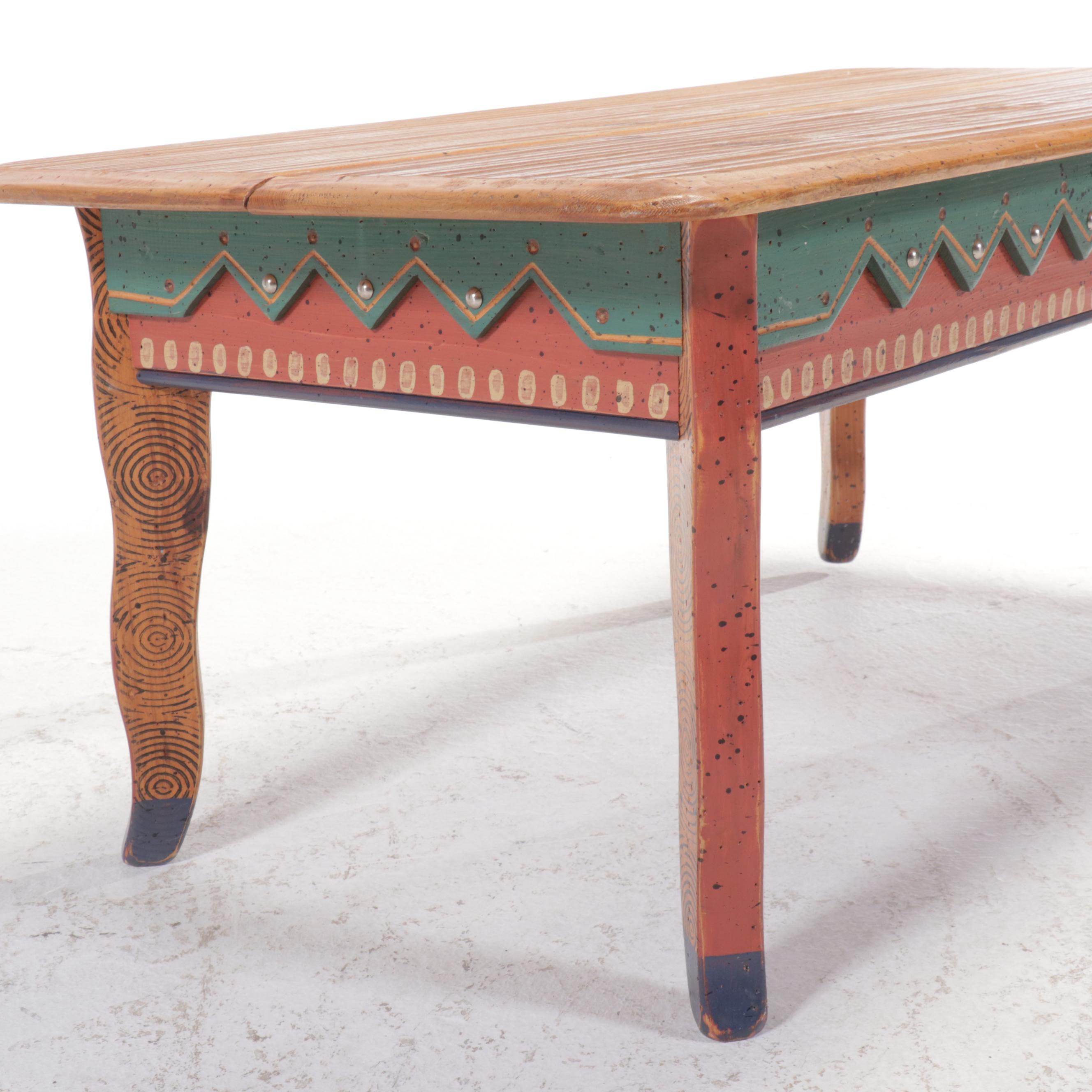 David Marsh Paint-Decorated Pine Coffee Table, 1999