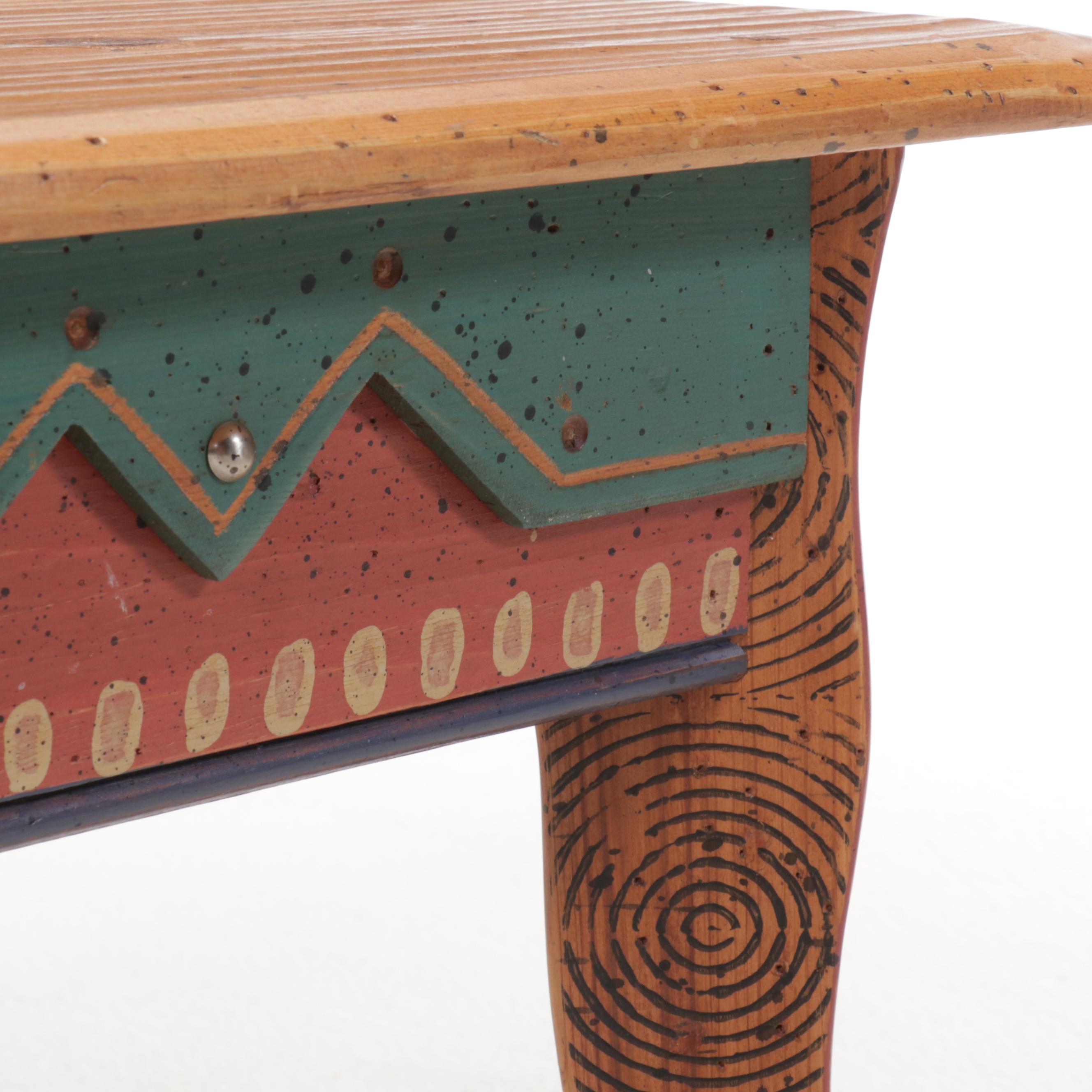 David Marsh Paint-Decorated Pine Coffee Table, 1999