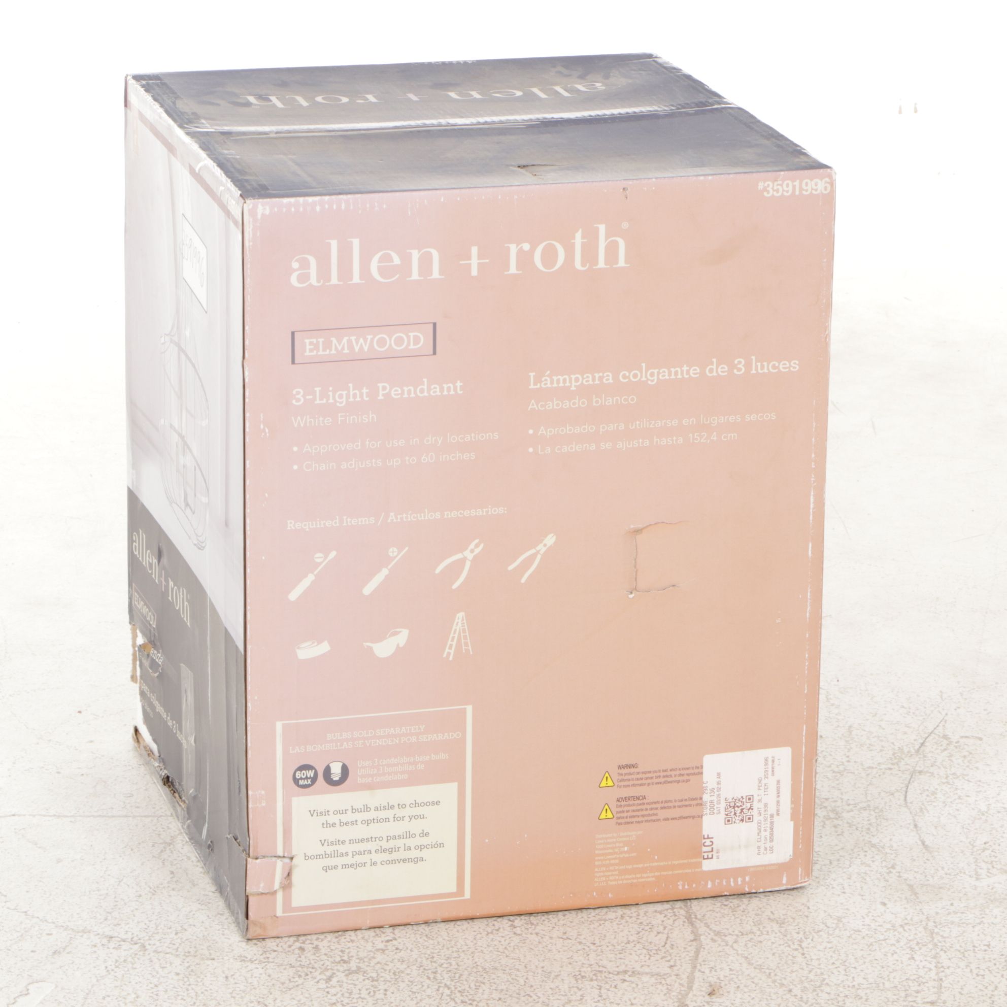 Allen + Roth "Elmwood" Three-Light Pendant Cage Chandelier