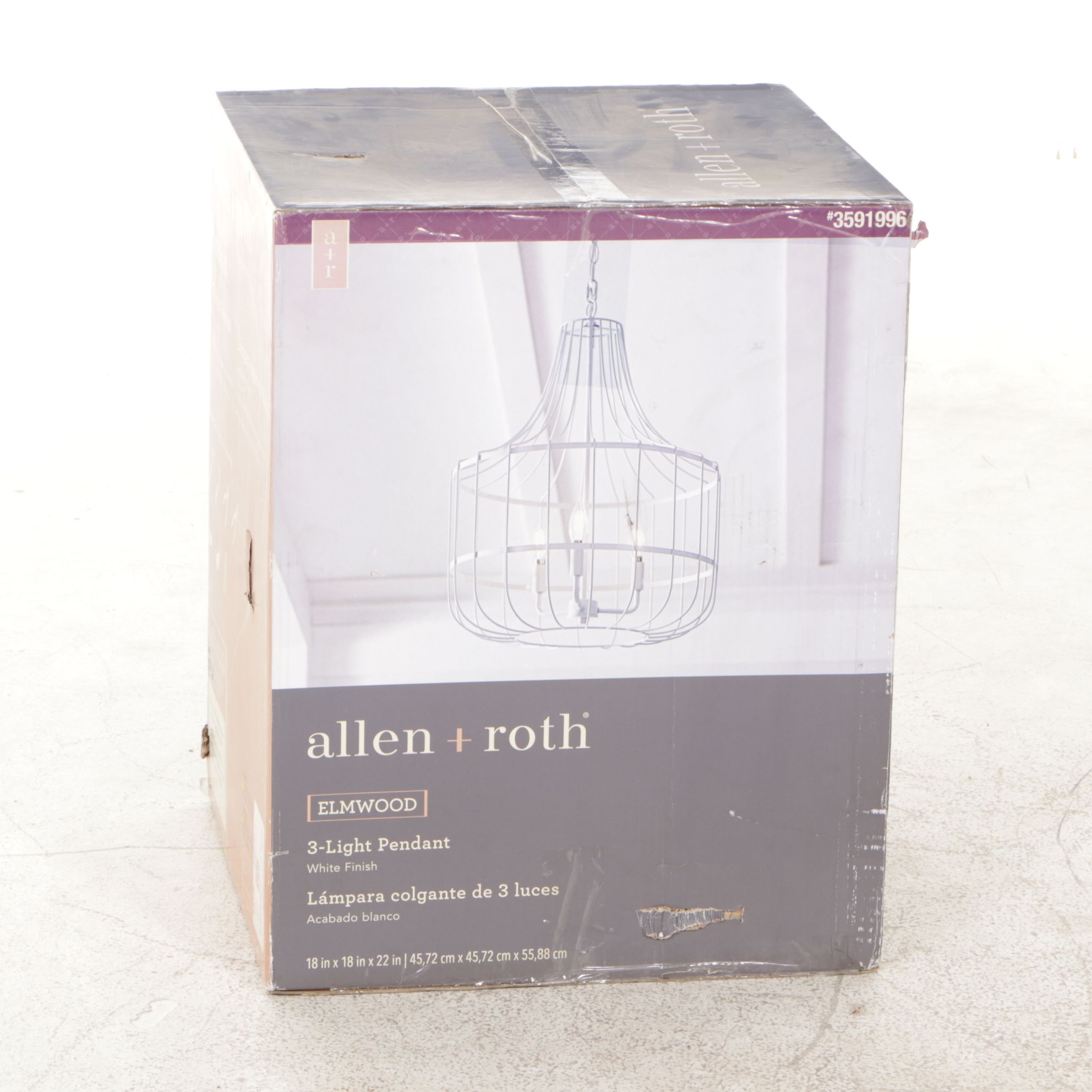 Allen + Roth "Elmwood" Three-Light Pendant Cage Chandelier