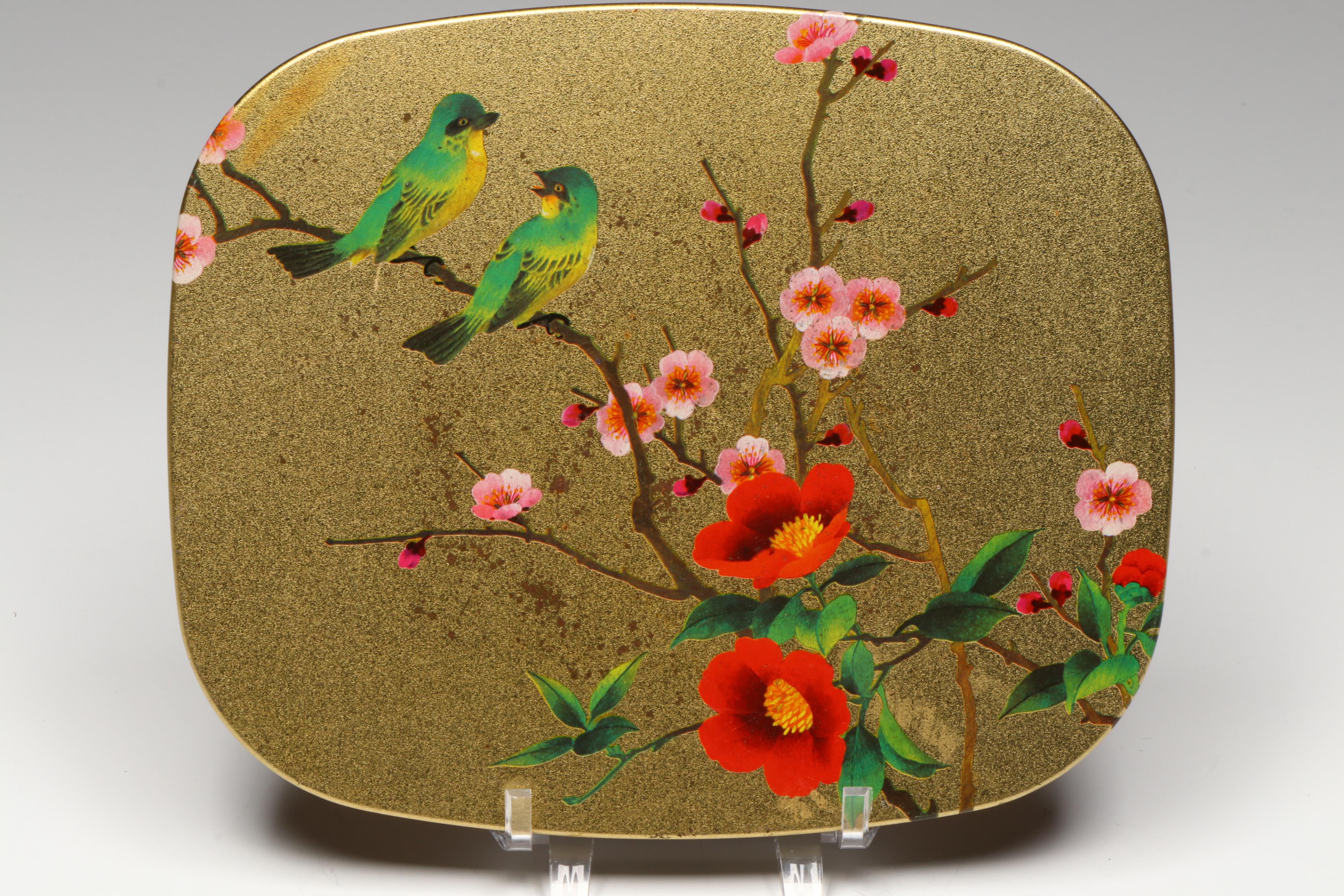 Pewter Pedestal Bowl with Trivet, Glass Figurines and Bell