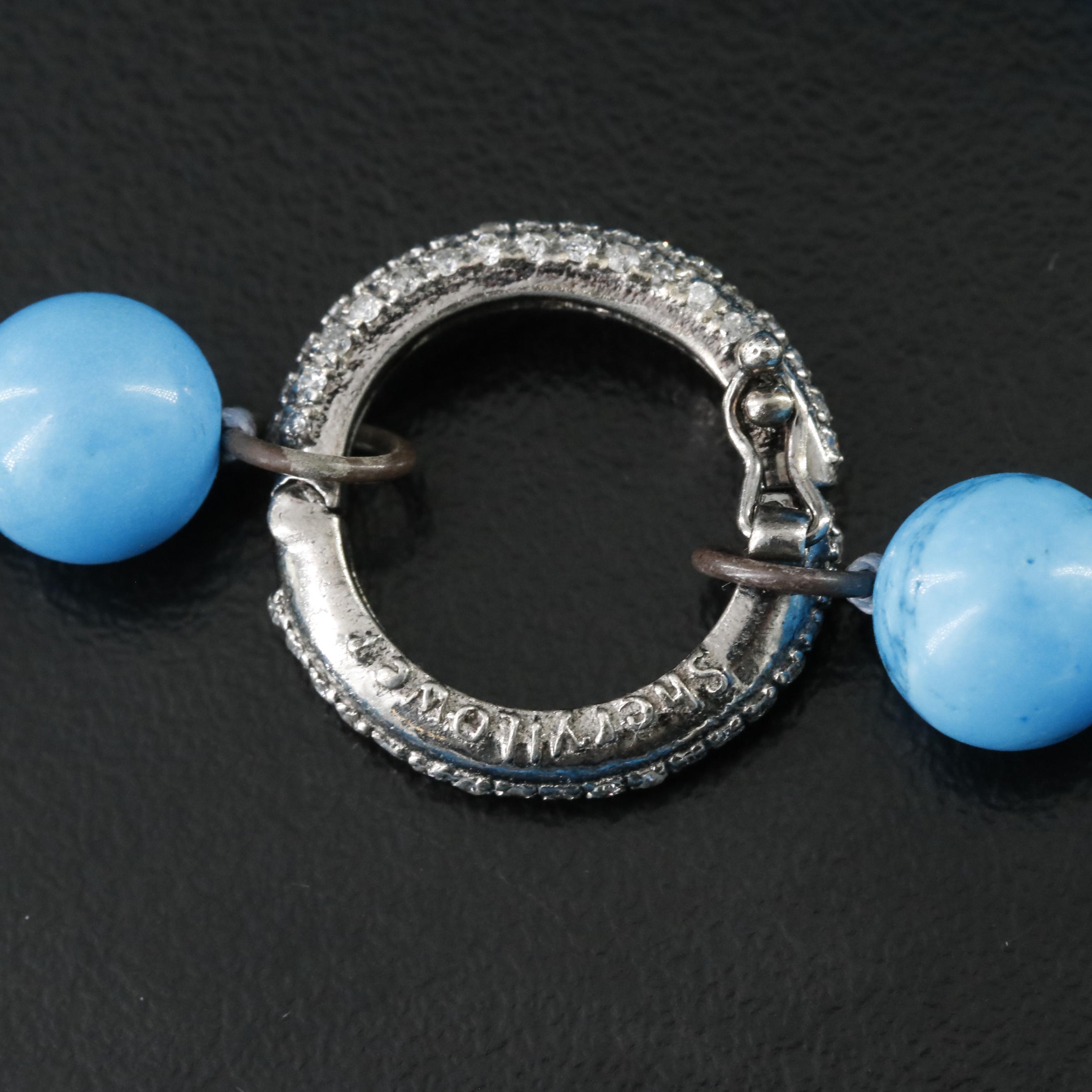 Sheryl Lowe Sterling Faux Turquoise Necklace with Diamond Pavé Bead Accent