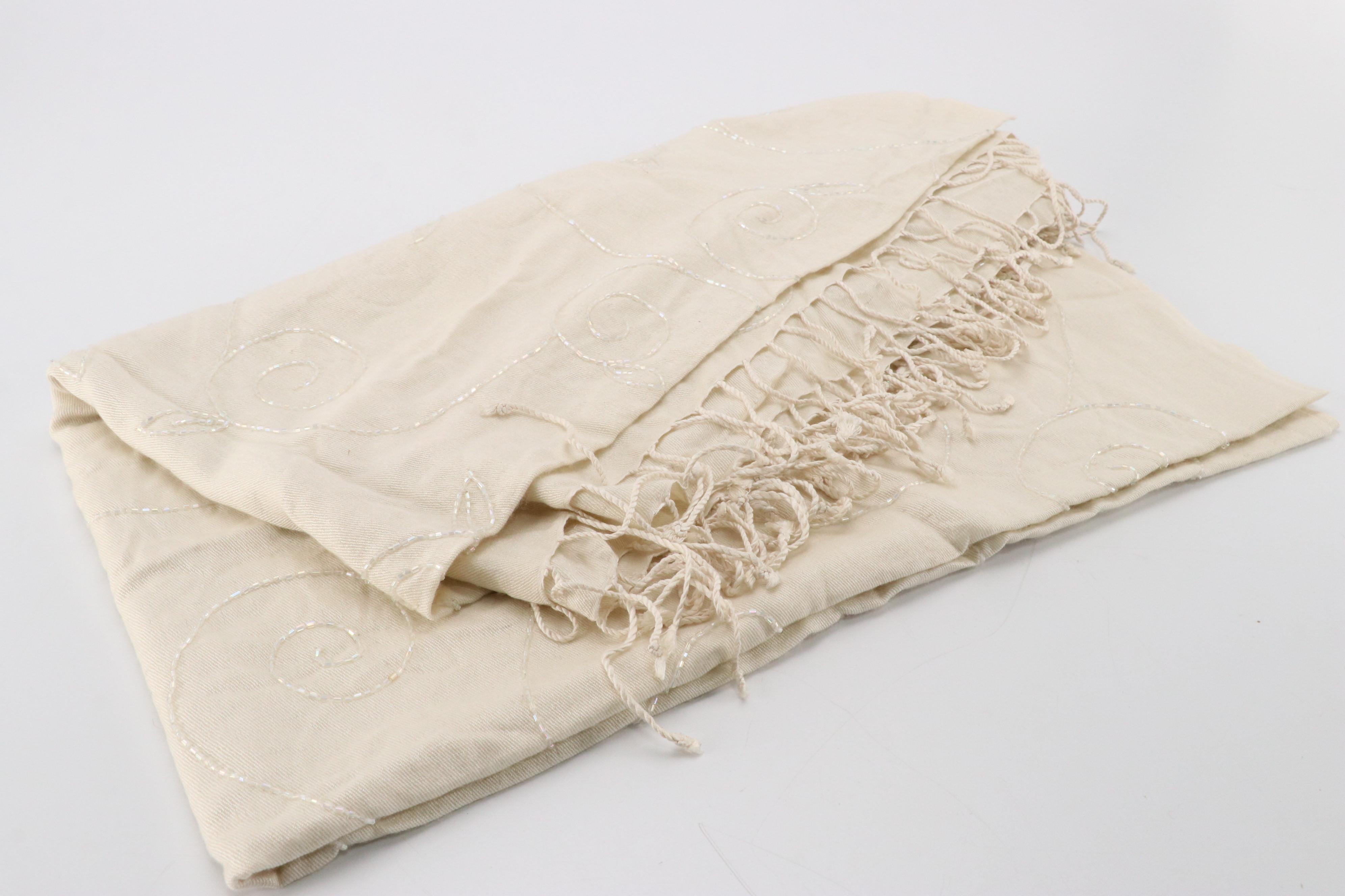 Diane Brott Woven Wool Hat, Votre Nom Beaded Silk/Cashmere Shawl, Other Scarves