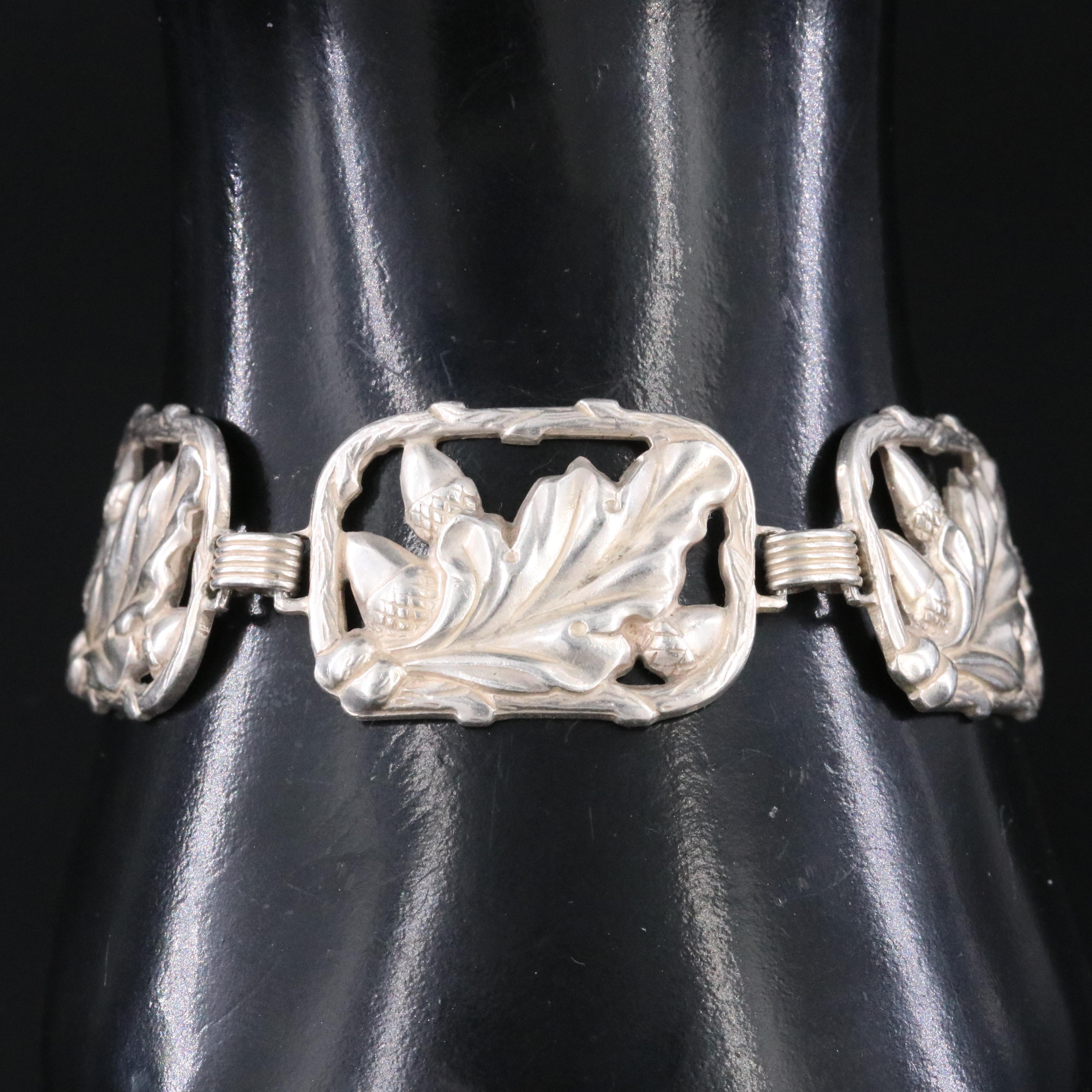 Vintage Danecraft Sterling Oak Leaf Link Bracelet