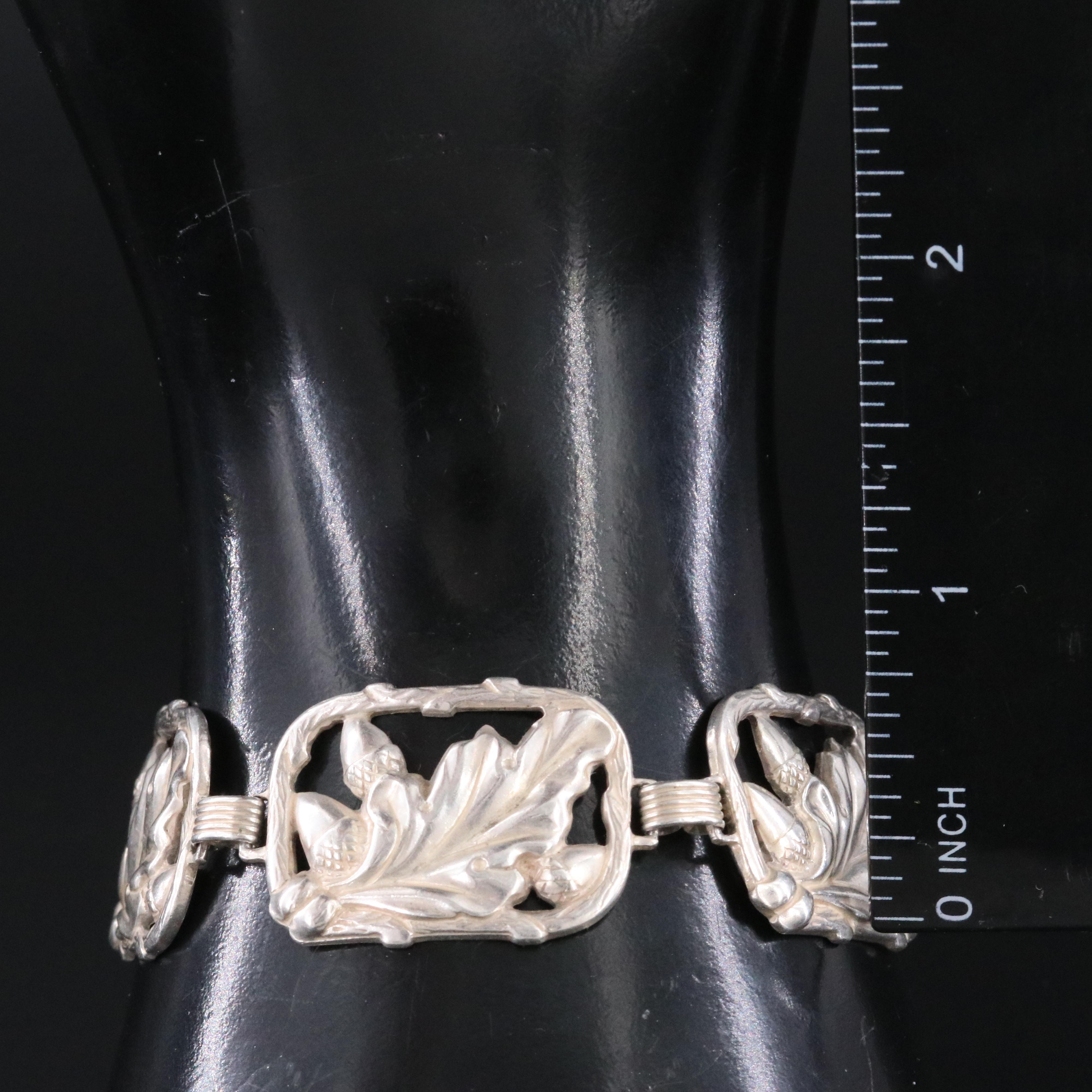 Vintage Danecraft Sterling Oak Leaf Link Bracelet