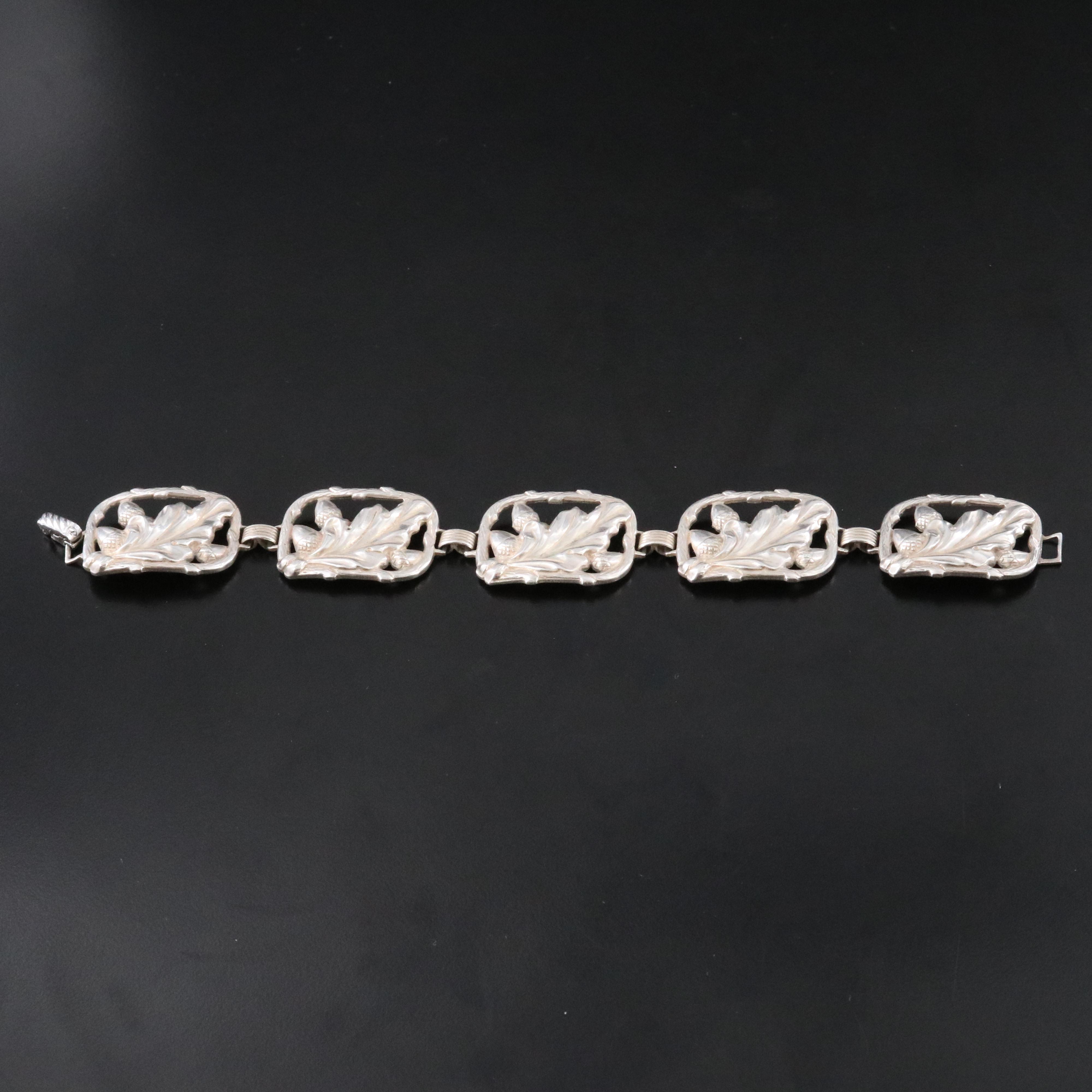 Vintage Danecraft Sterling Oak Leaf Link Bracelet