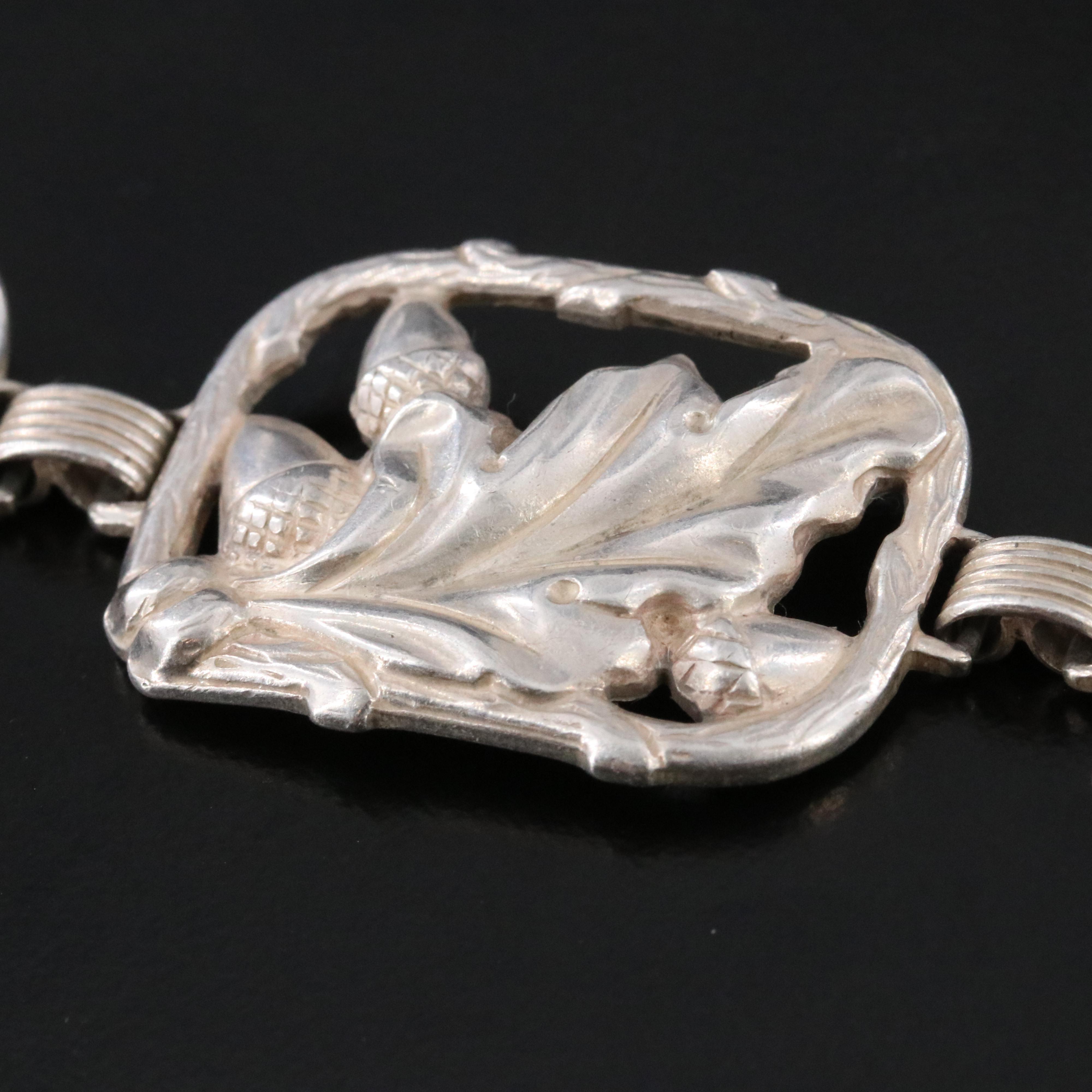 Vintage Danecraft Sterling Oak Leaf Link Bracelet