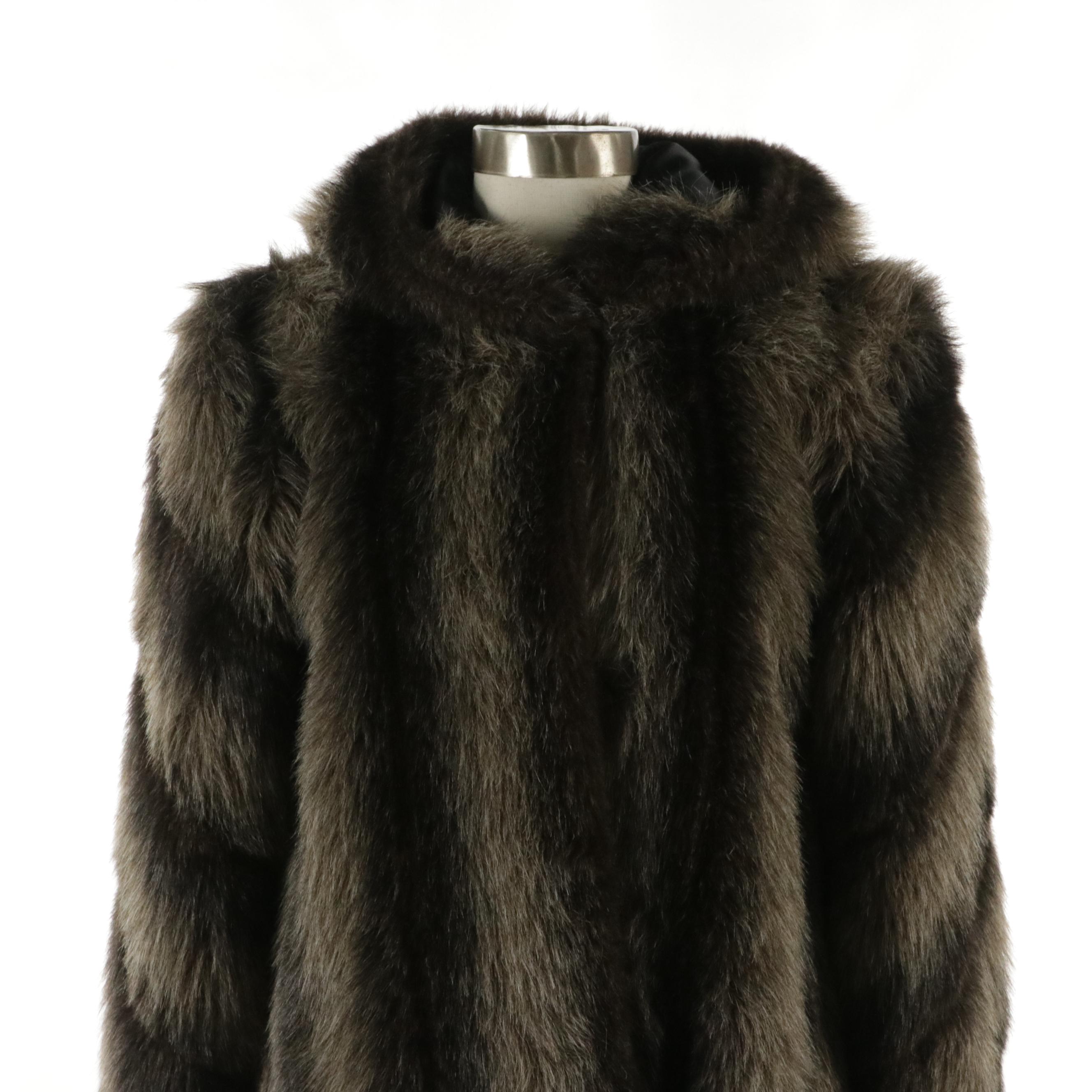 Donna Salyers Fabulous Furs Hooded Faux Fur Coat