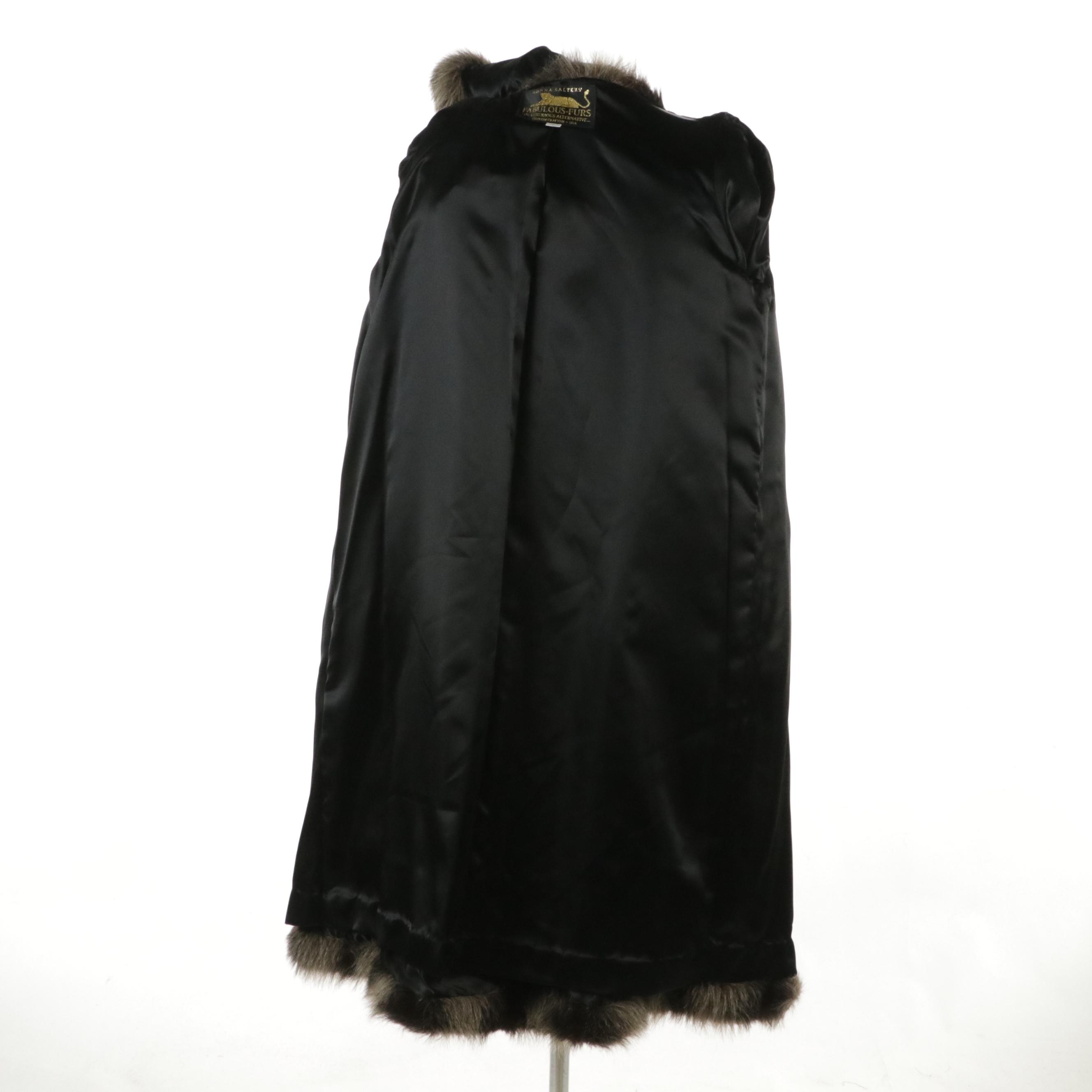 Donna Salyers Fabulous Furs Hooded Faux Fur Coat