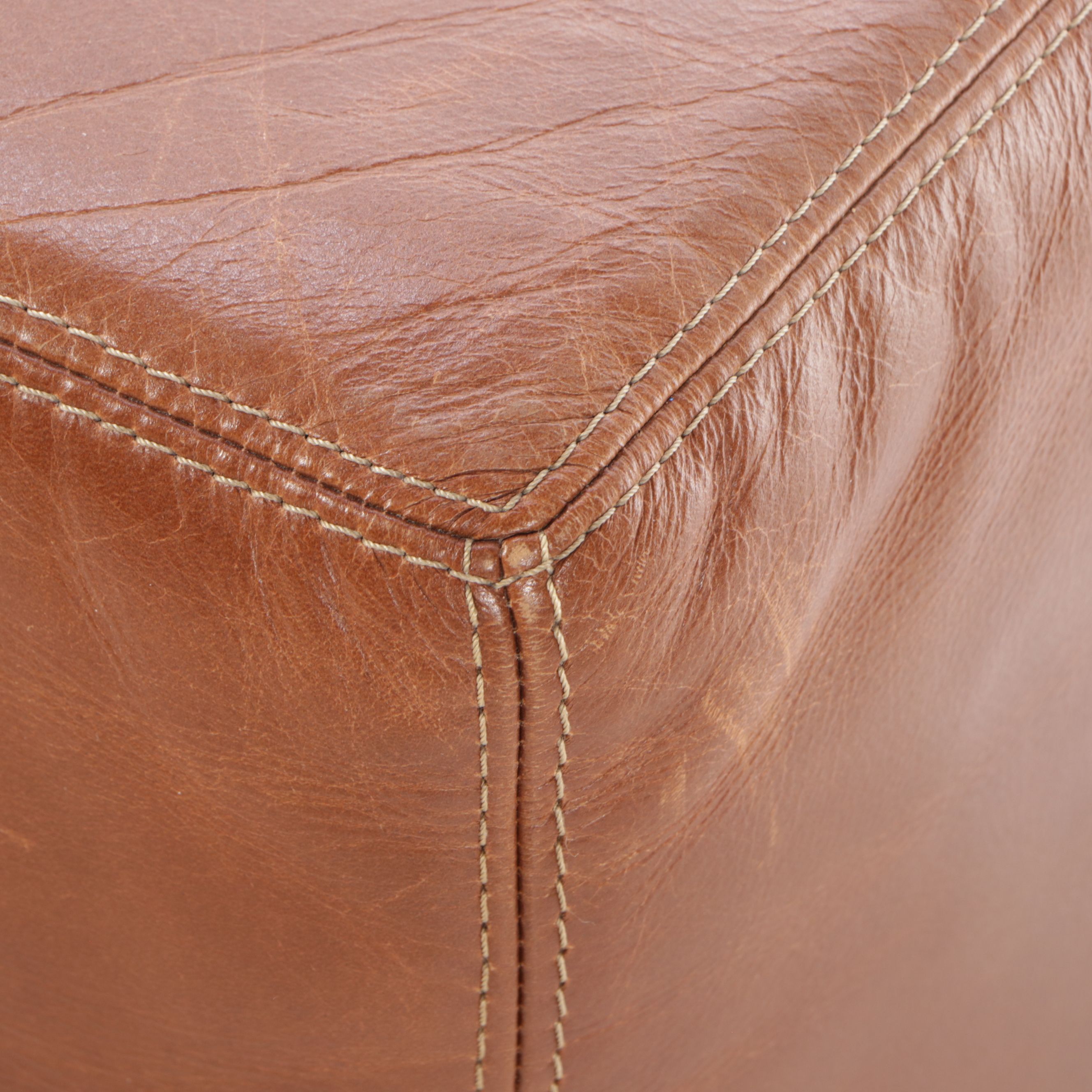 Pair of Contemporary Faux Leather Poufs