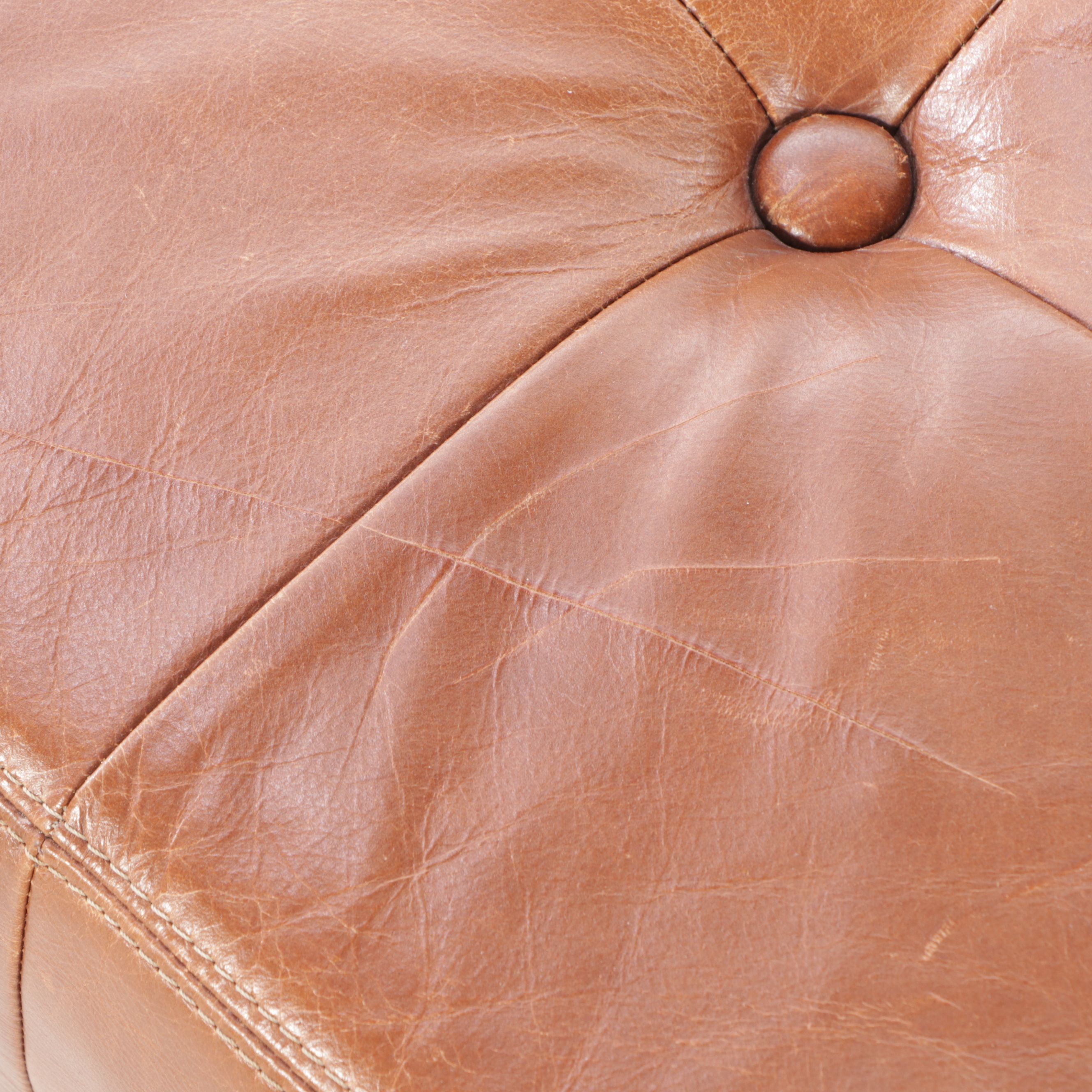 Pair of Contemporary Faux Leather Poufs