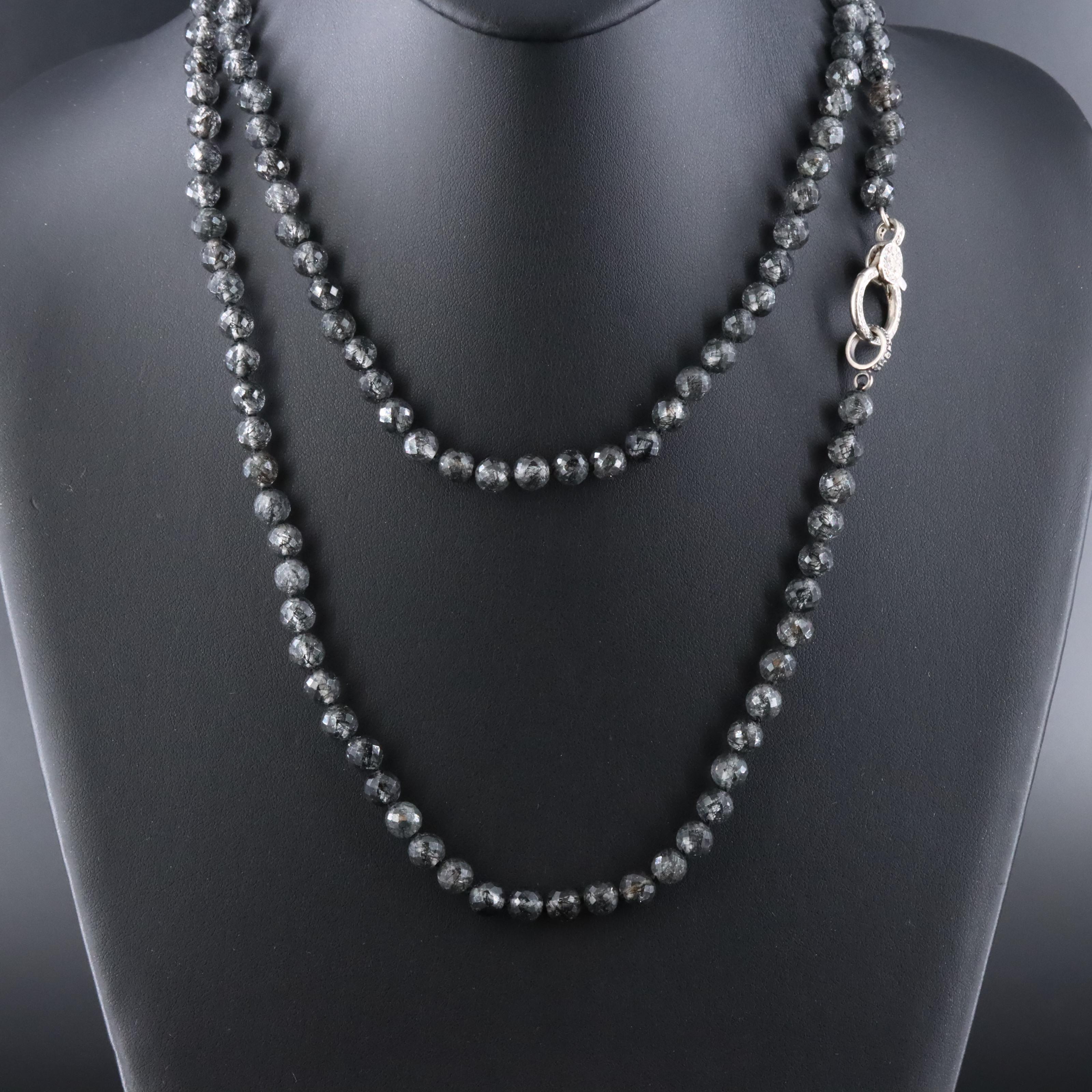 Sheryl Lowe Tourmalinated Quartz Necklace with Sterling Diamond Clasp