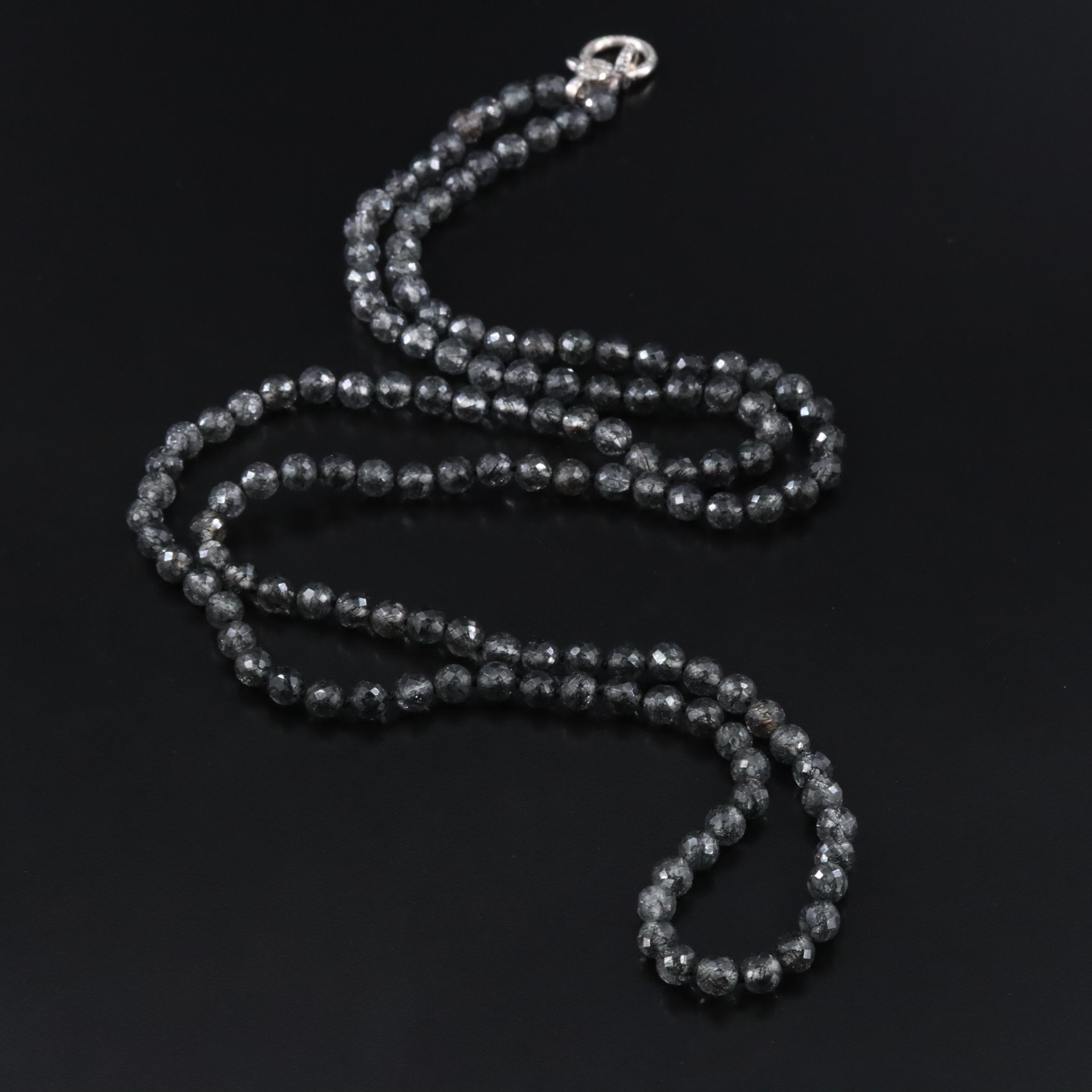 Sheryl Lowe Tourmalinated Quartz Necklace with Sterling Diamond Clasp