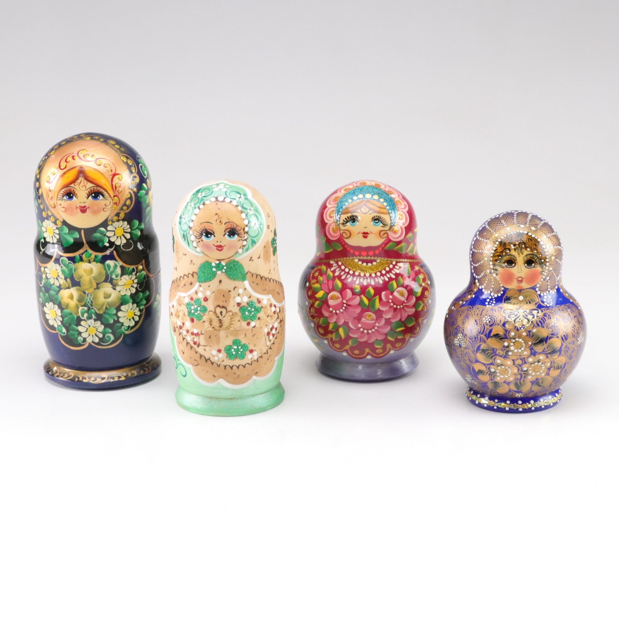 Russian Hand-Painted Wooden Matryoshka Nesting Dolls