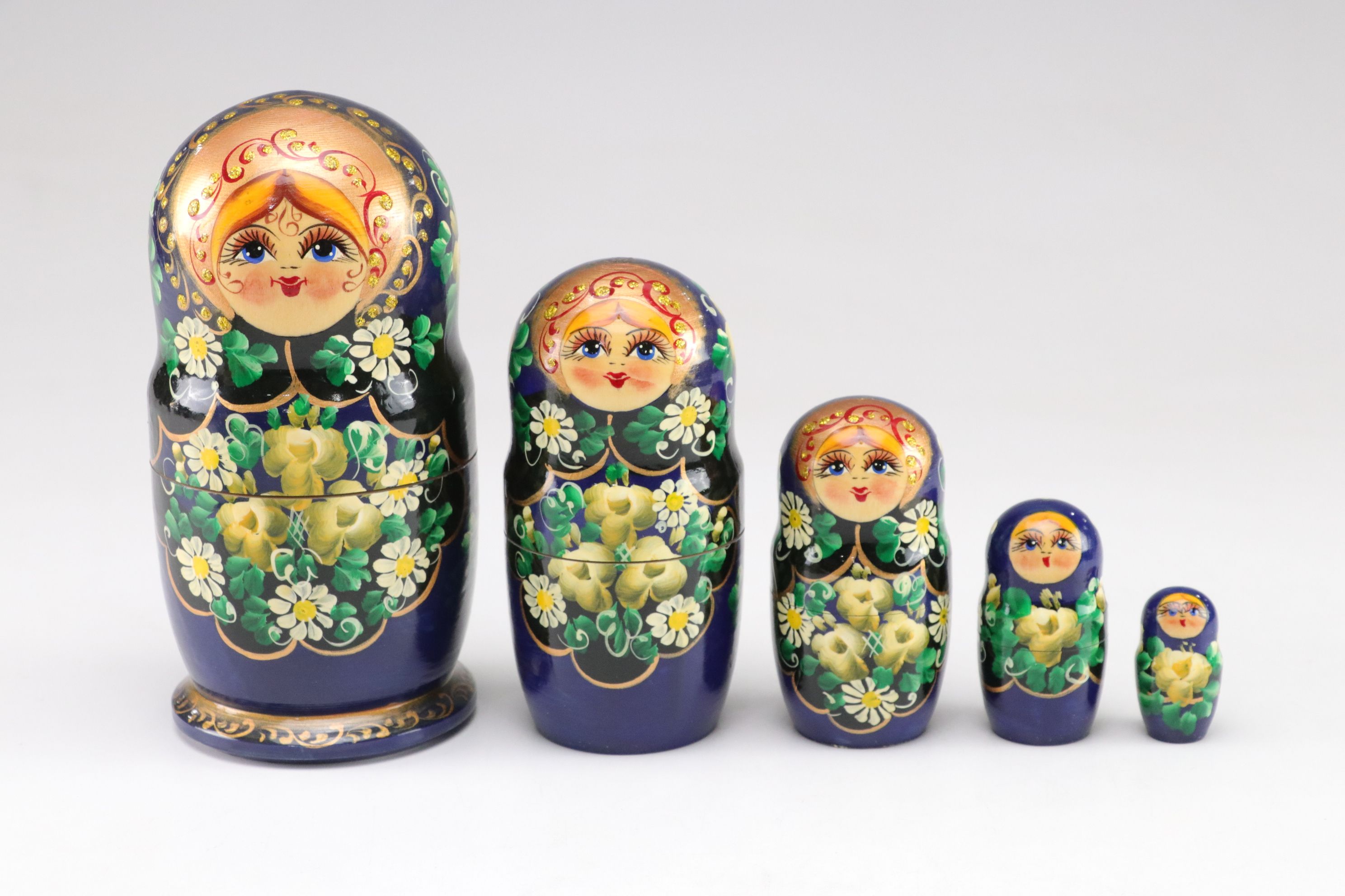 Russian Hand-Painted Wooden Matryoshka Nesting Dolls