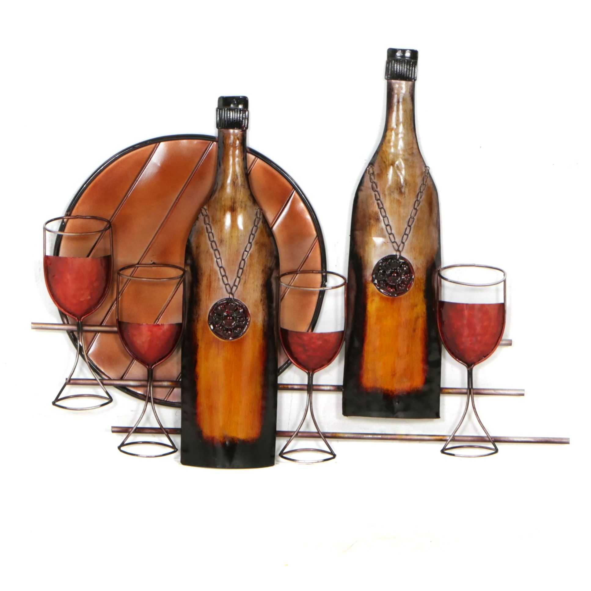 Enameled Metal Wine Themed Wall Decor