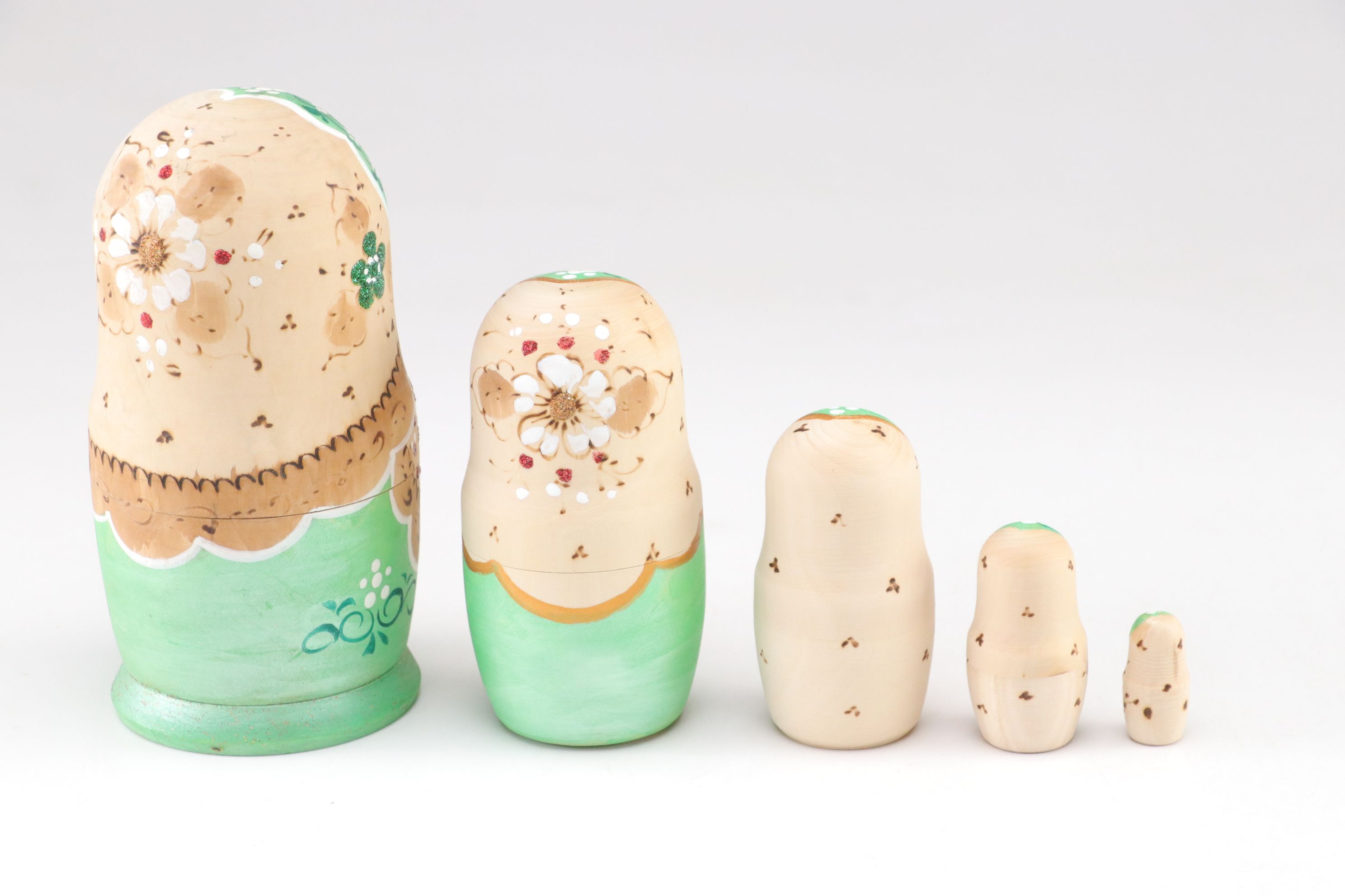 Russian Hand-Painted Wooden Matryoshka Nesting Dolls
