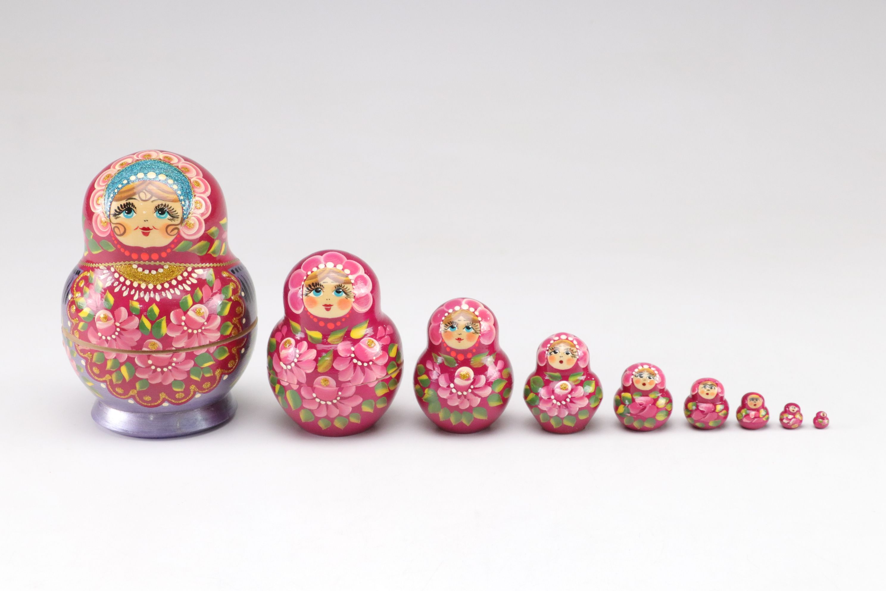 Russian Hand-Painted Wooden Matryoshka Nesting Dolls